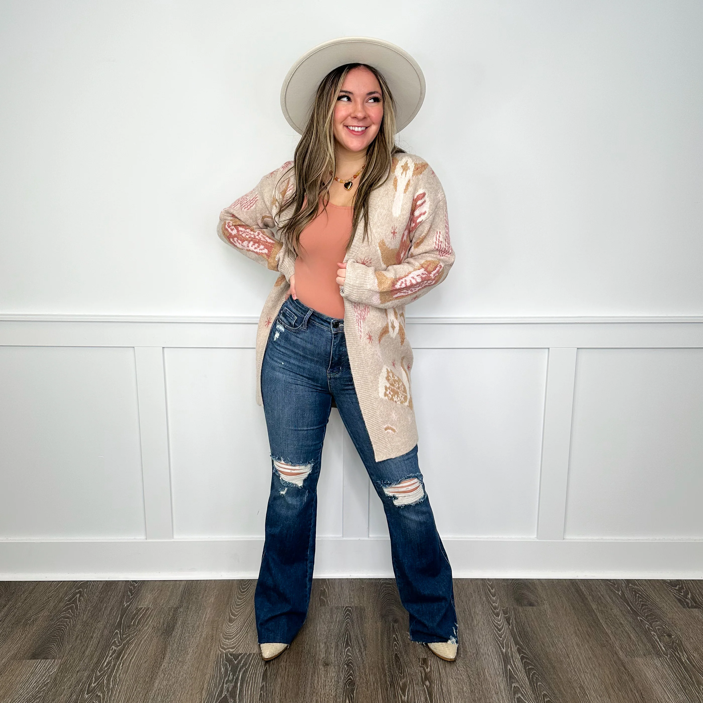 Judy Blue Ellie Tummy Control Distressed High-Rise Raw Hem Flare Dark Wash Jeans - Image 5
