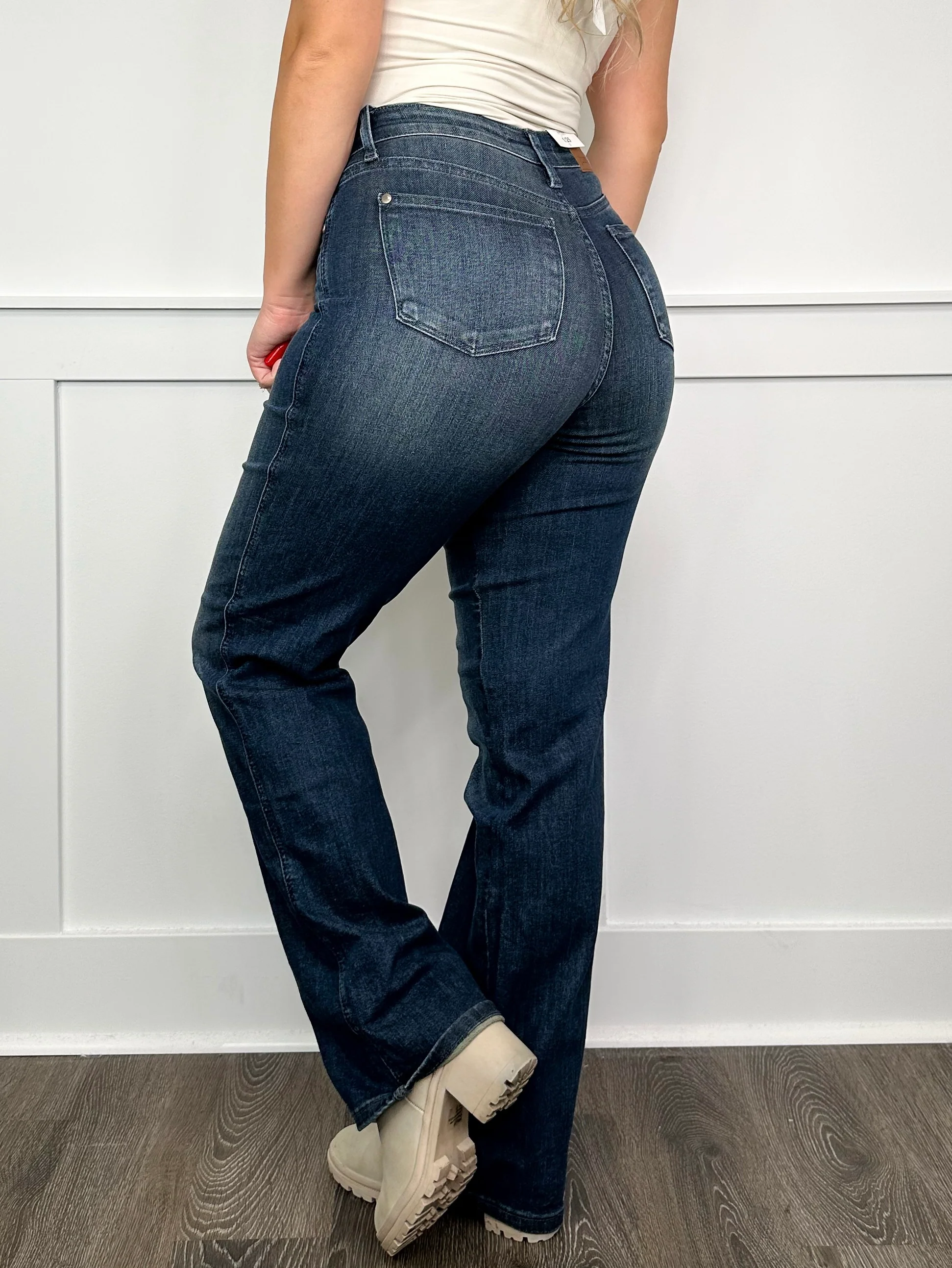 Judy Blue Hazel Tummy Control Mid-Rise Straight Leg Dark Wash Jeans - 2 options! - Image 11