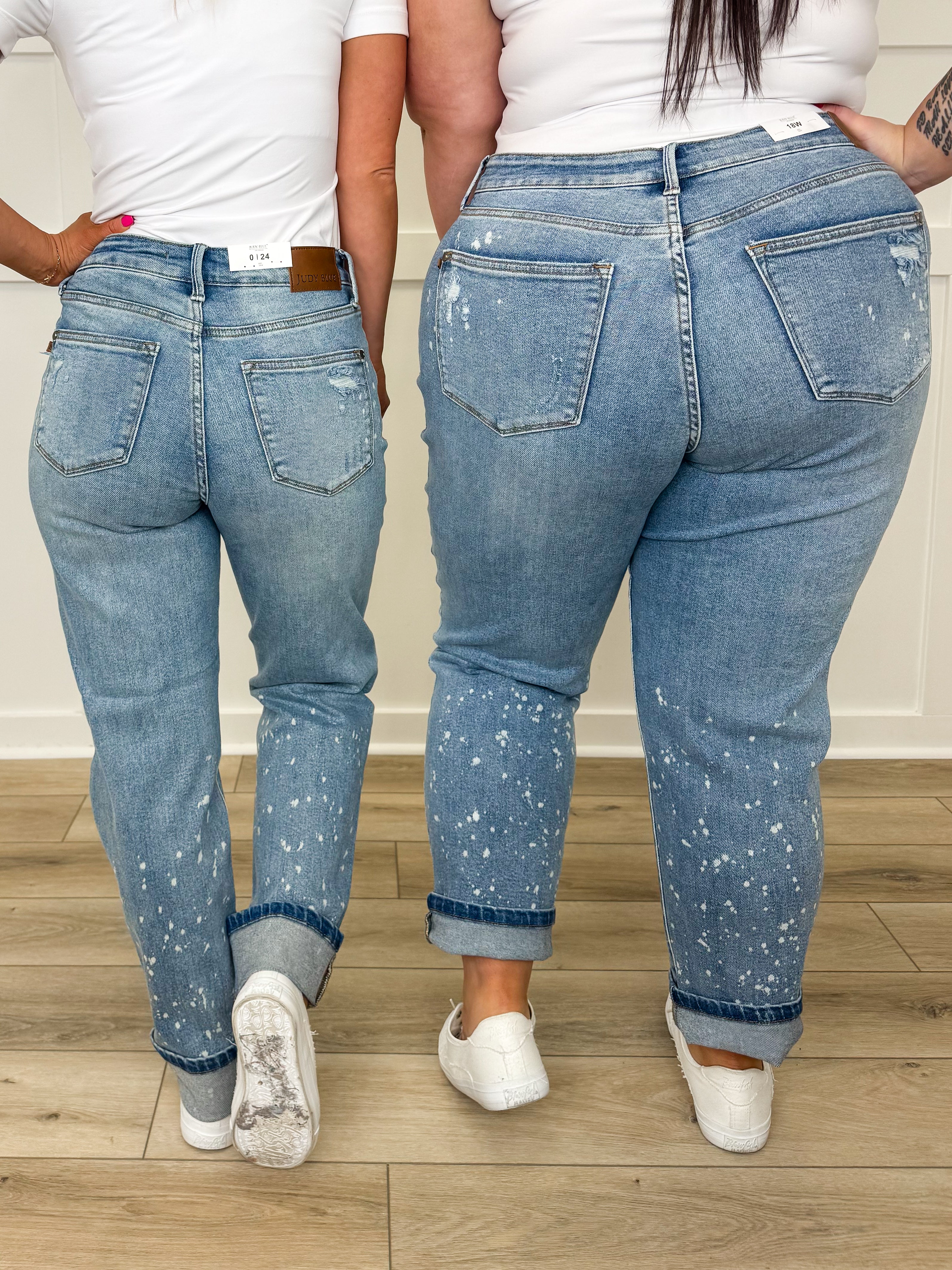 Judy Blue Jovie Mid-Rise Boyfriend Jeans - Medium Wash (Bleached, Distressed) - Image 2
