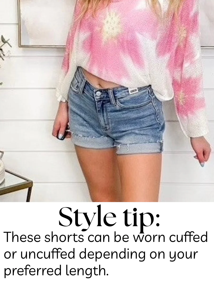 Judy Blue Lila High-Rise Denim Shorts - Light Wash (Raw Hem) - Image 2