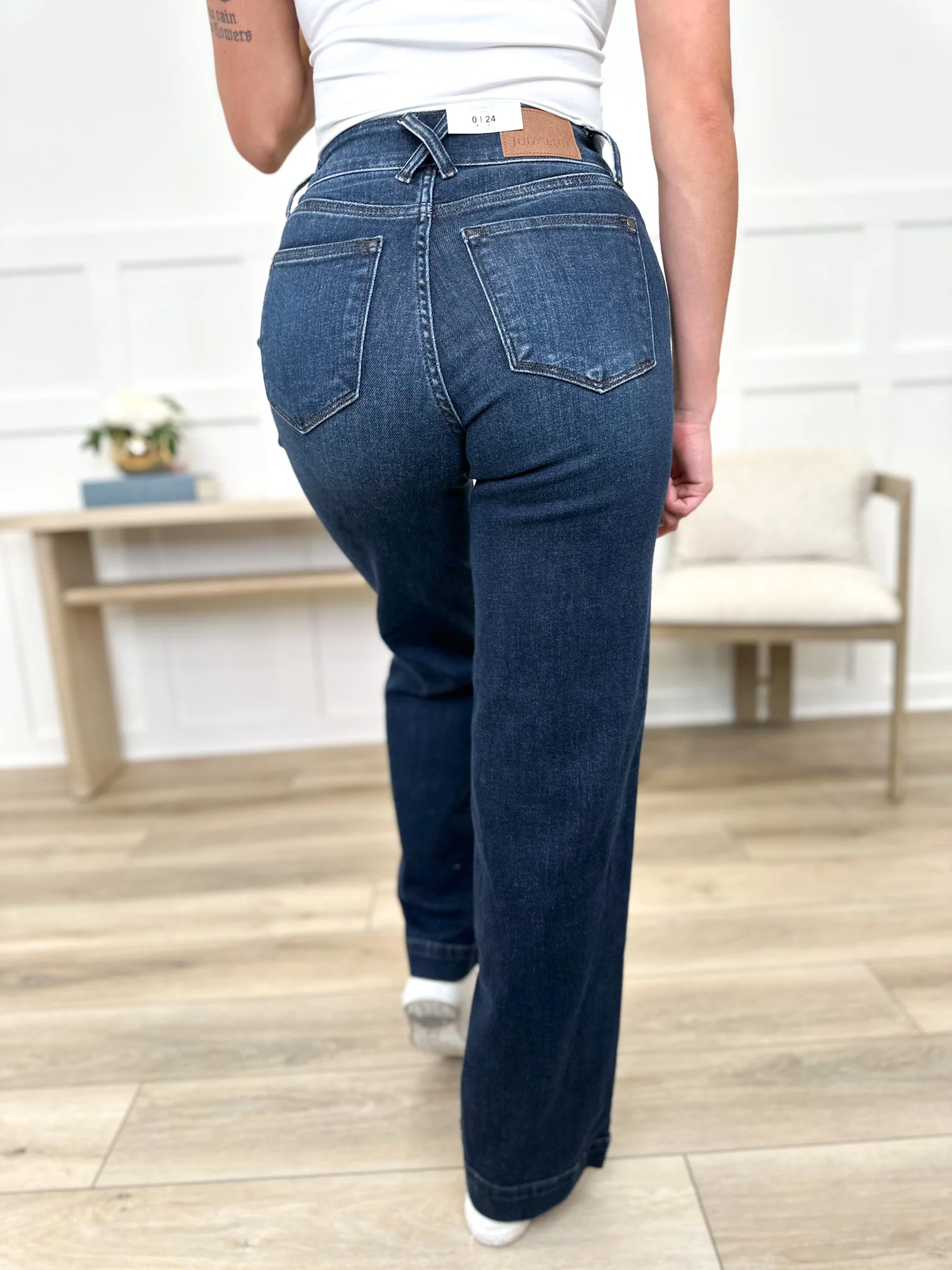 Judy Blue Maisie High-Rise Wide Leg Jeans - Dark Wash (Double Button, Non-Distressed) - Image 5