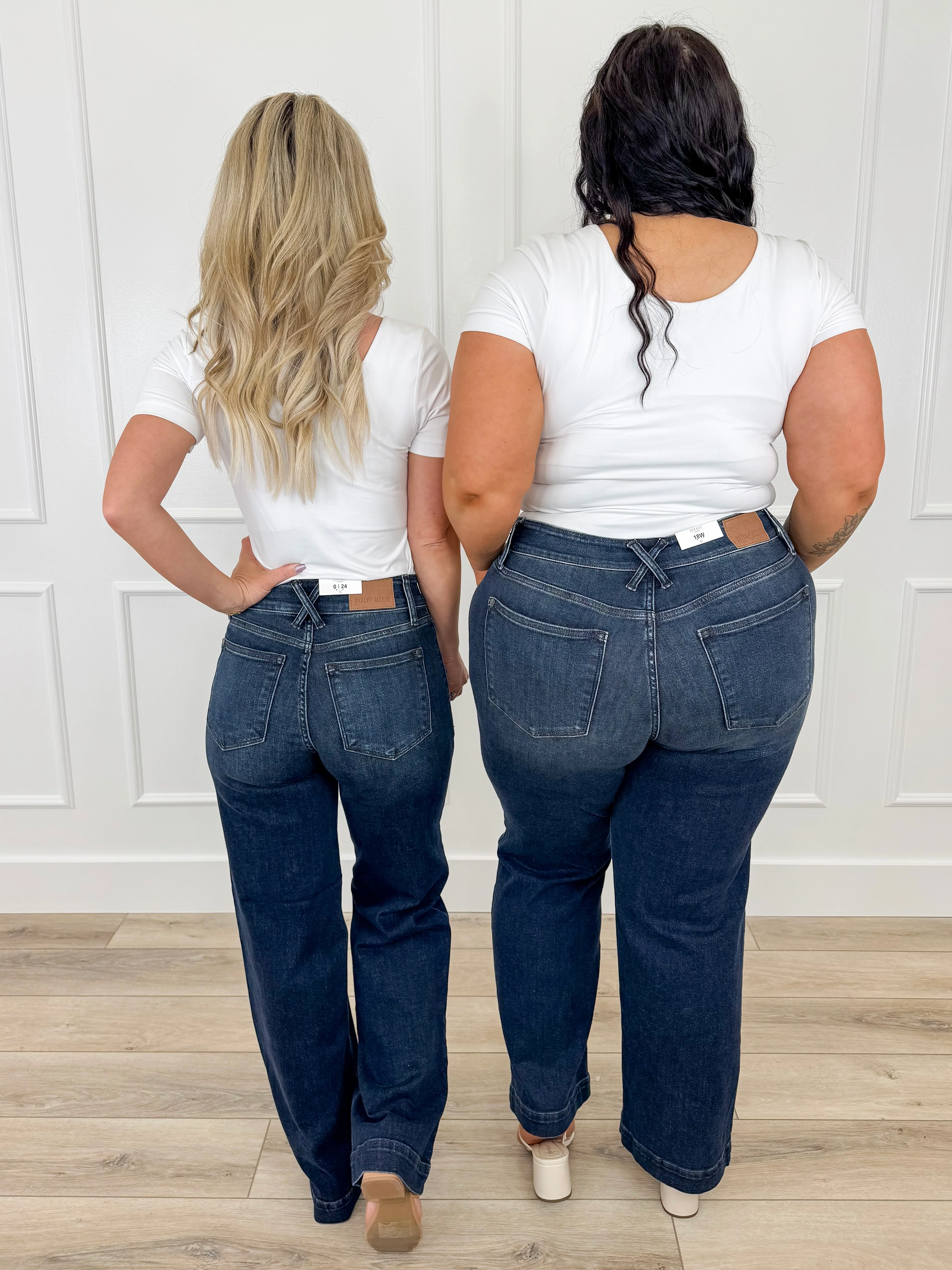Judy Blue Maisie High-Rise Wide Leg Jeans - Dark Wash (Double Button, Non-Distressed) - Image 9