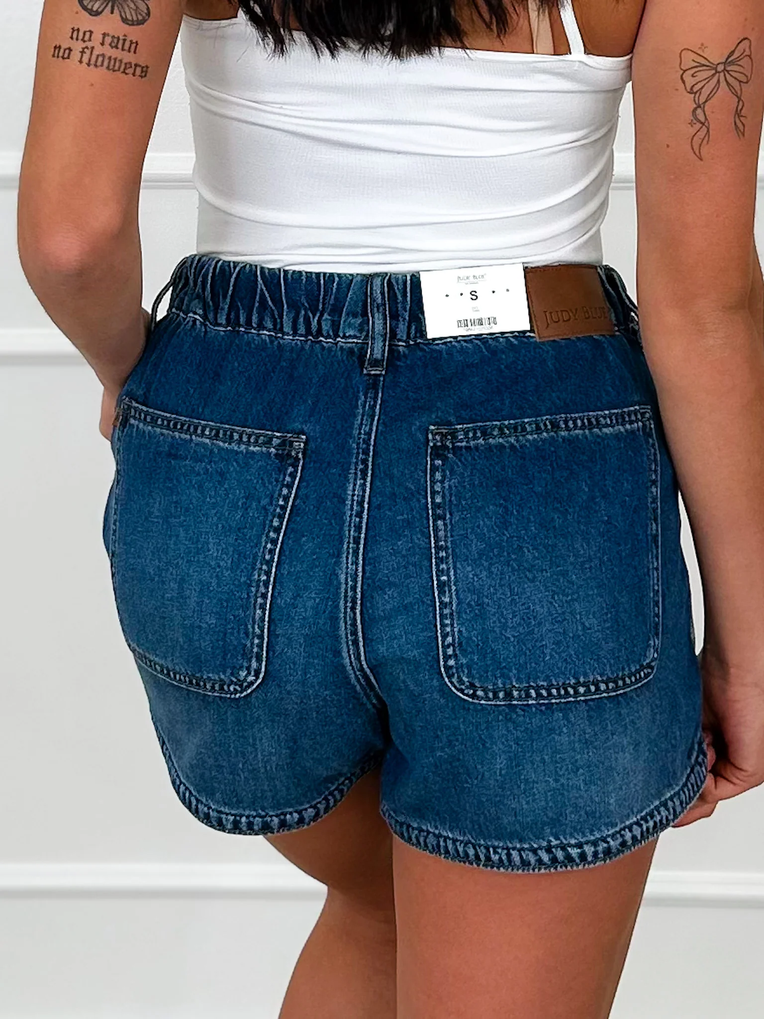 Judy Blue Melody High-Rise Denim Boxer Shorts - Dark Wash (Non-Distressed) - Image 2