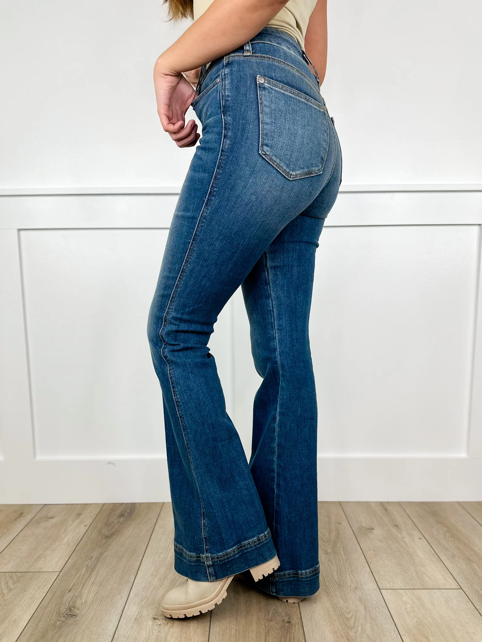 Judy Blue Rory Tummy Control High-Rise Double Button Flare Medium Wash Jeans - 2 options! - Image 10
