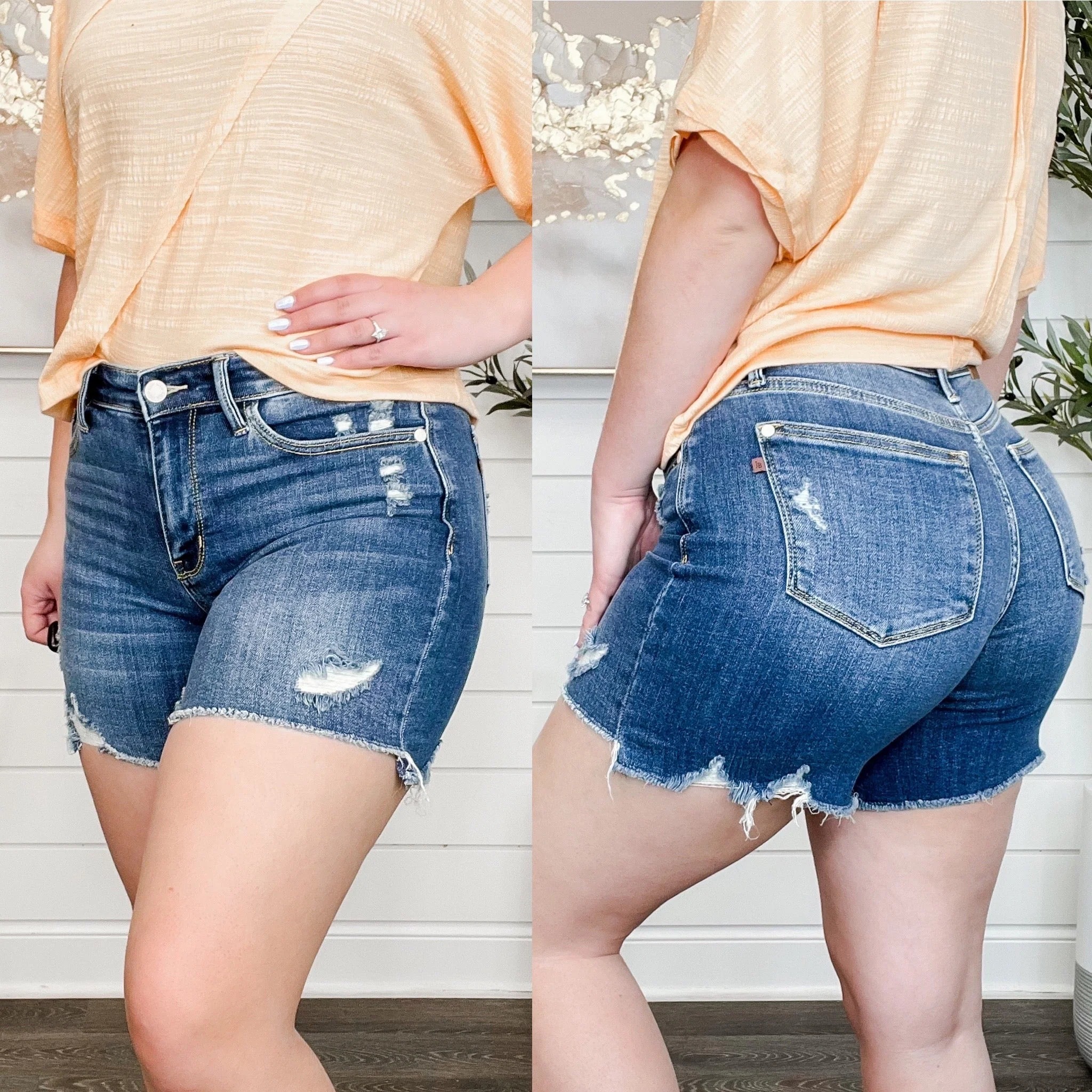 Judy Blue Sapphire Distressed Mid-Rise Shorts - Image 7