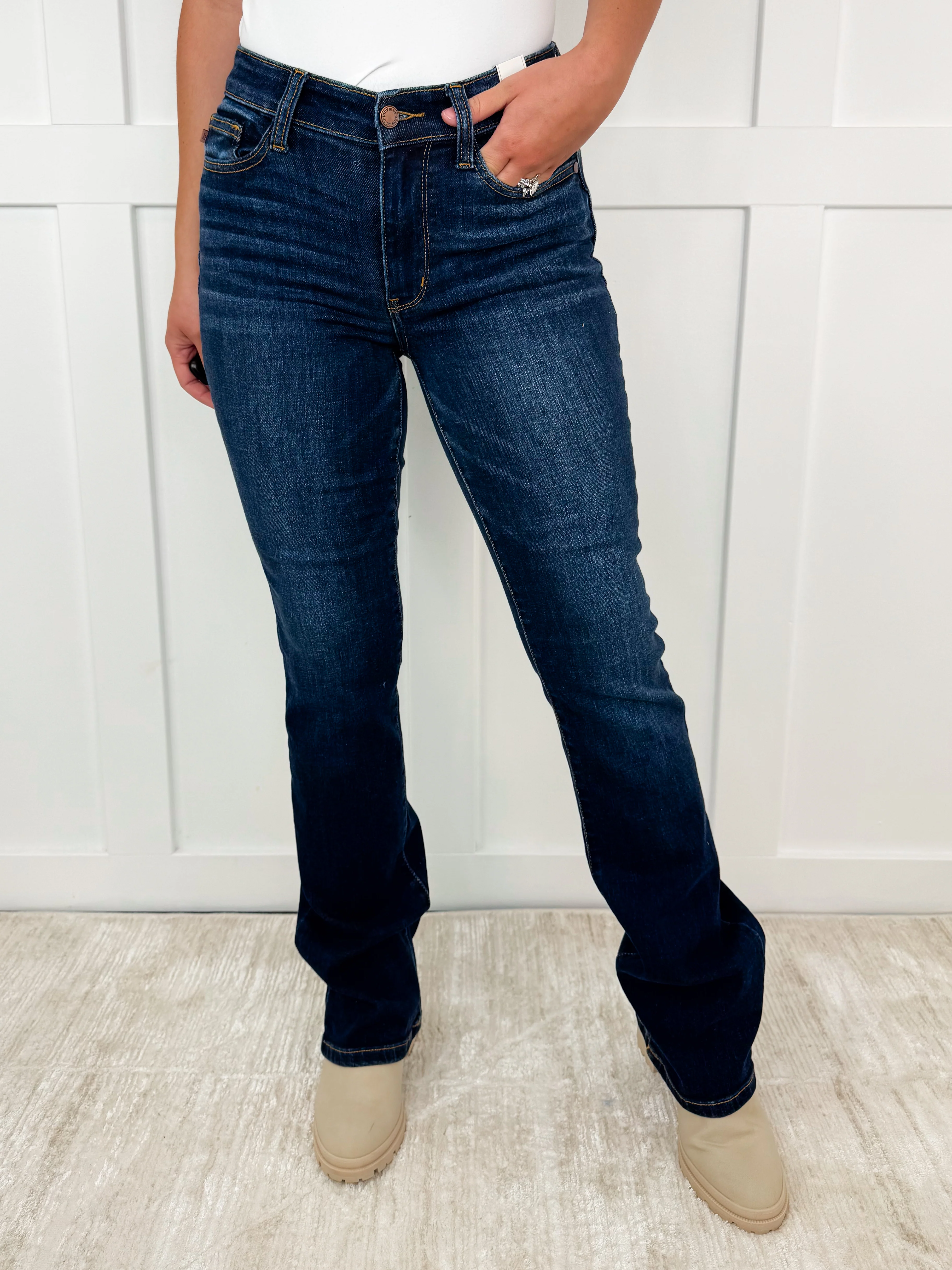 Judy Blue Trish Mid-Rise Bootcut Dark Wash Jeans