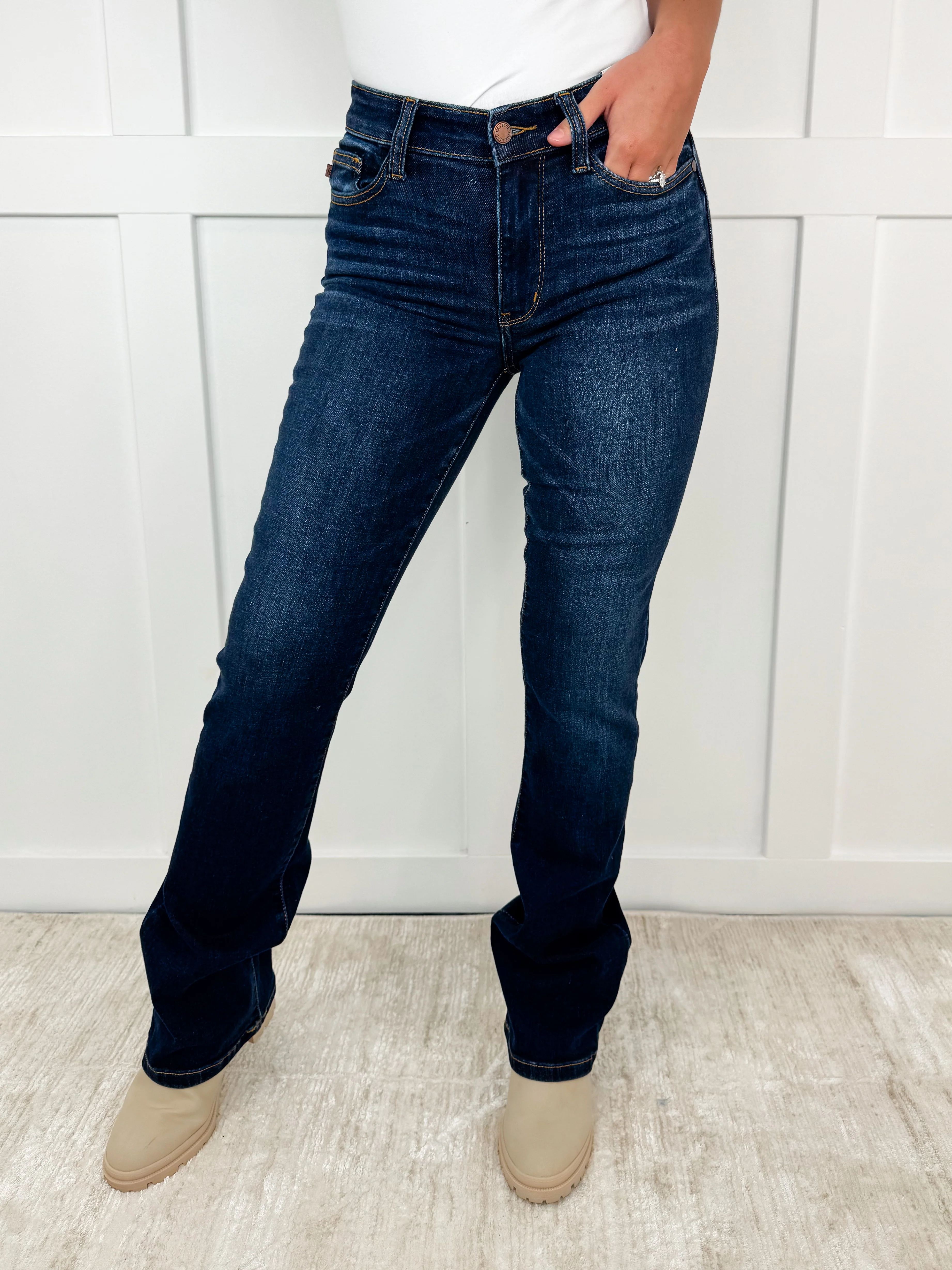 Judy Blue Trish Mid-Rise Bootcut Dark Wash Jeans - Image 4