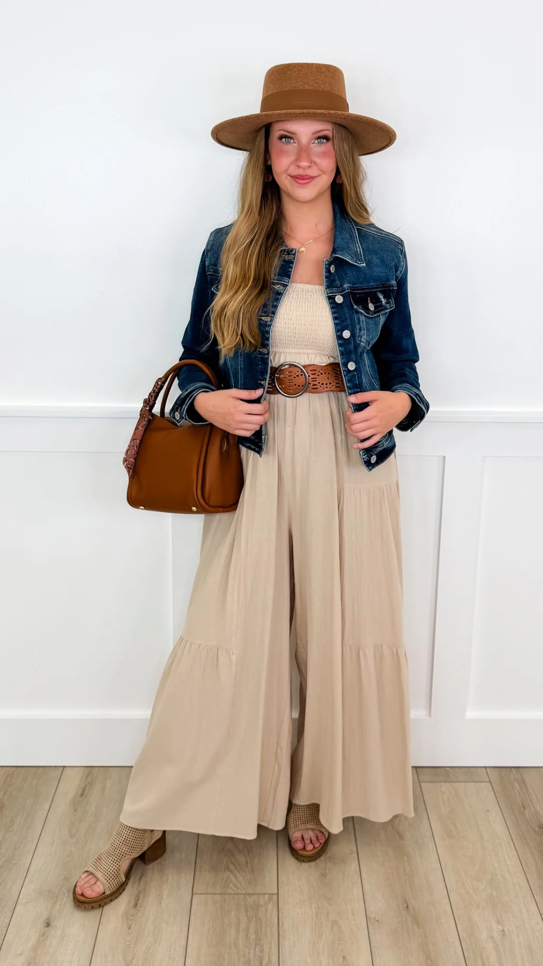 Just a Sunshine Day Cotton Blend Tan Avery Mae Jumpsuit - Image 5