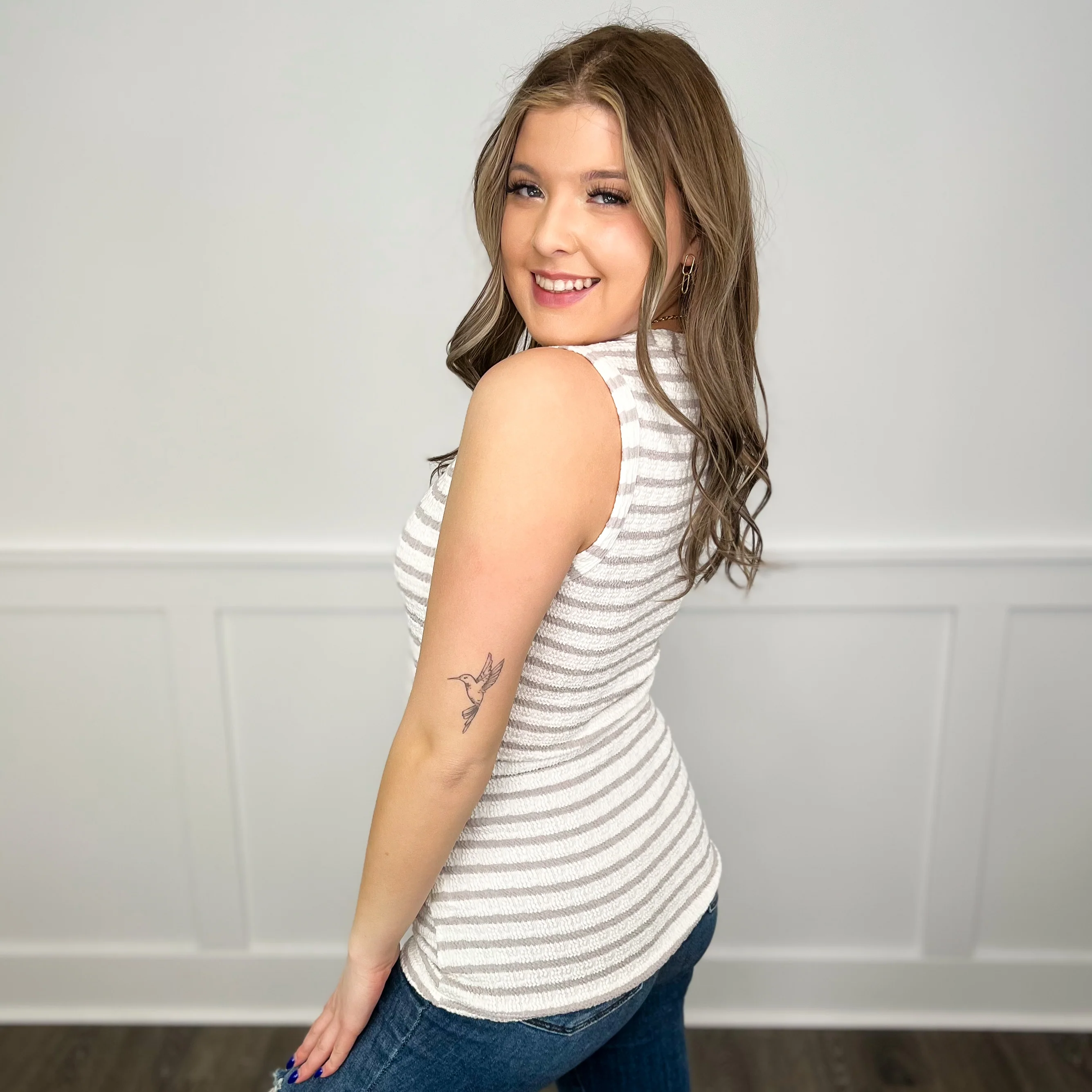 Just Being Cute Cotton Blend Stripe Avery Mae Tank Top - 2 colors! - Image 3