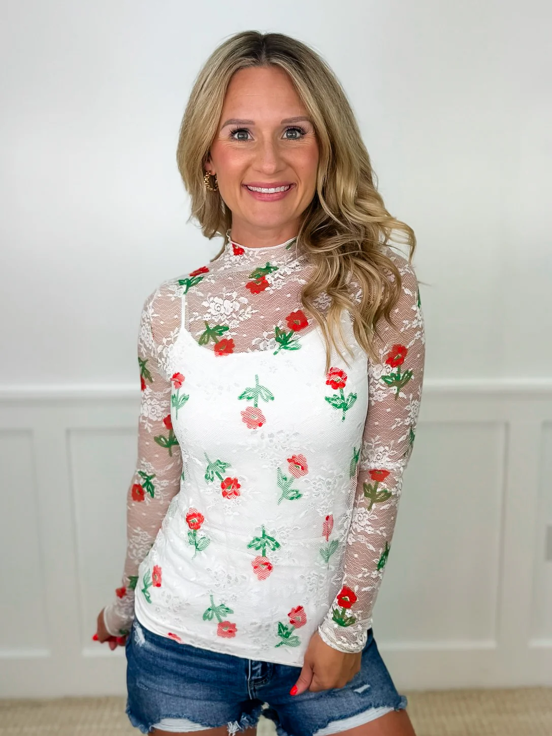 Just Keep Blooming Lace Long Sleeve Avery Mae Top - 4 colors! - Image 3