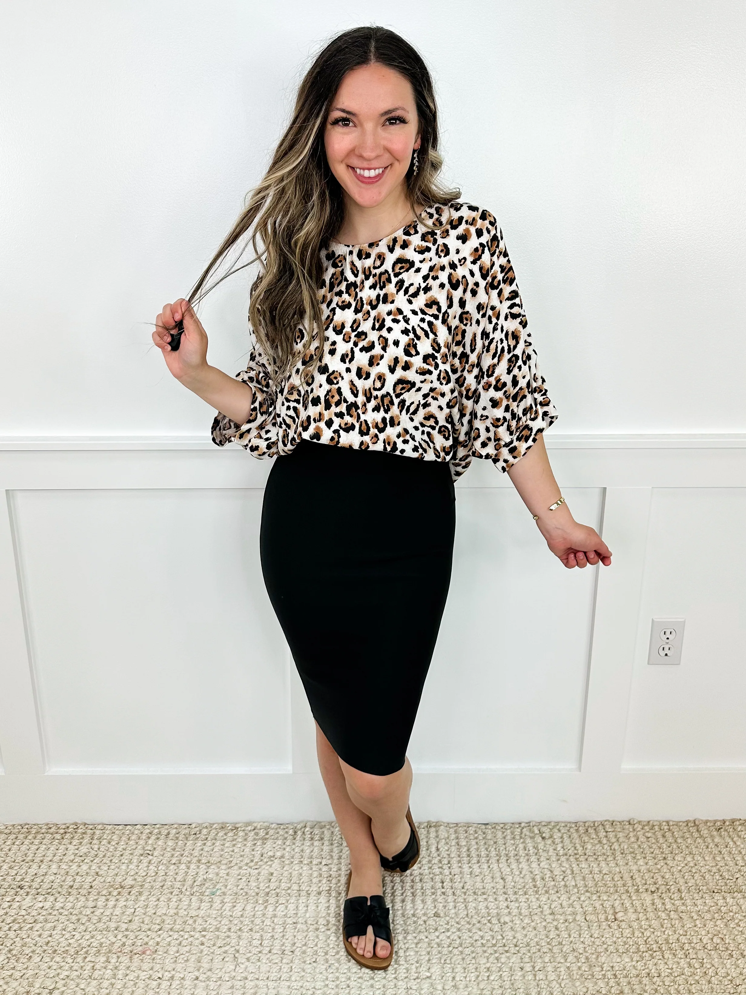 Just Keep Going 3/4 Sleeve Leopard Avery Mae Top - Image 2