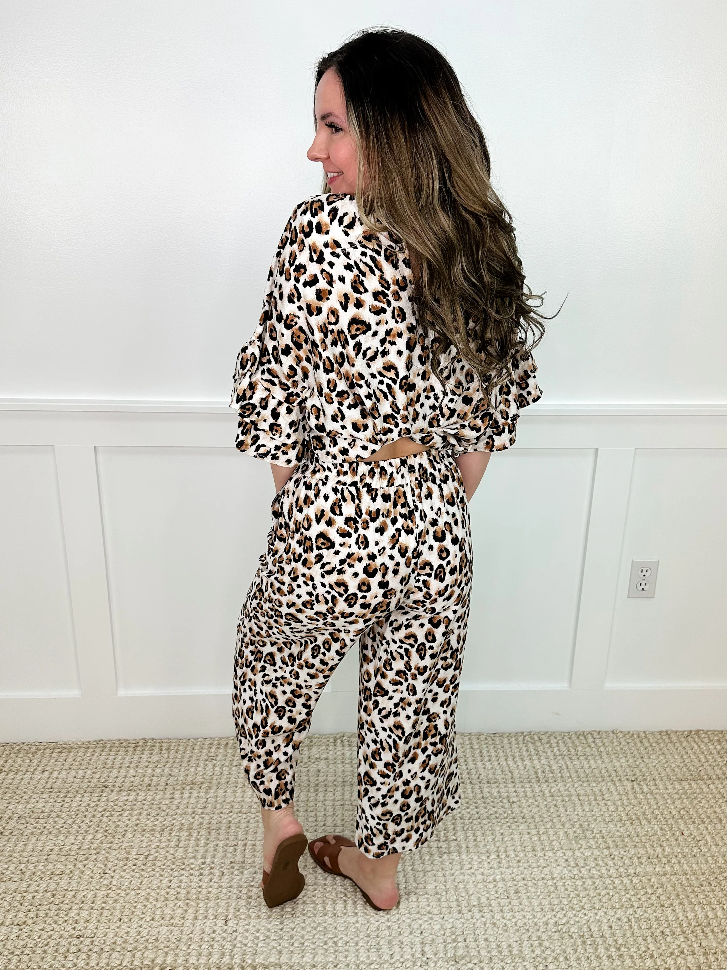 Just Keep Going 3/4 Ruffle Sleeve Leopard Avery Mae Top - Image 3
