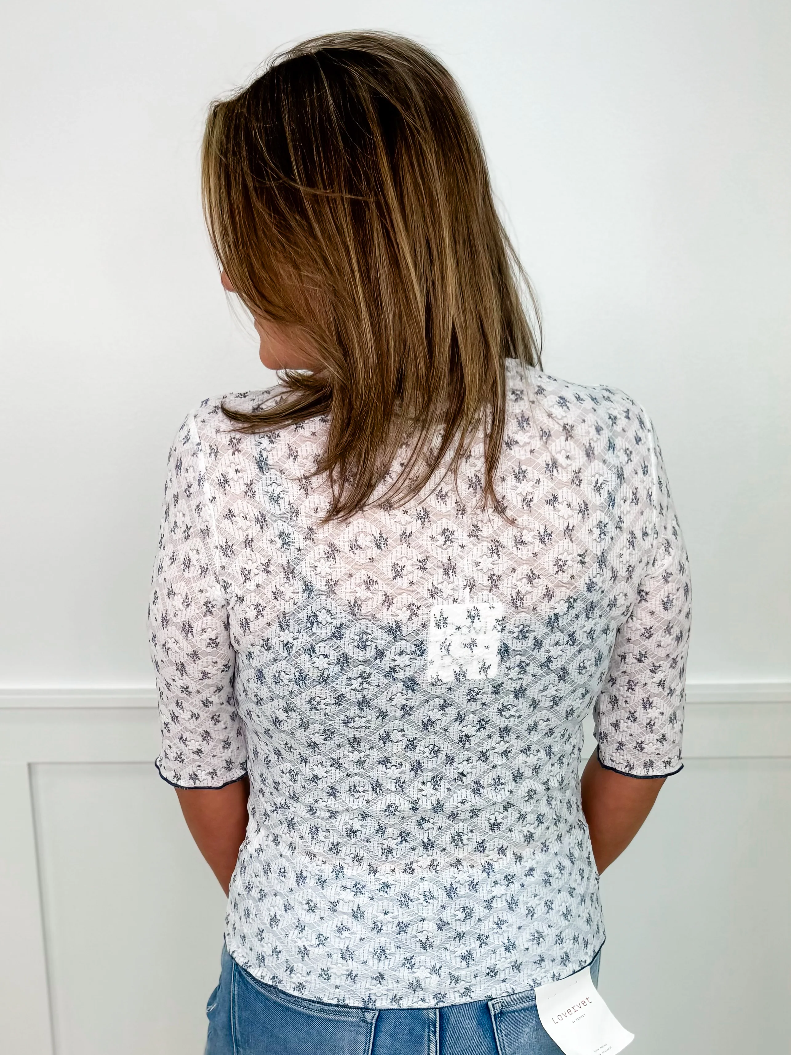 Just the Right Time Lace 3/4 Sleeve White Avery Mae Top - Image 2