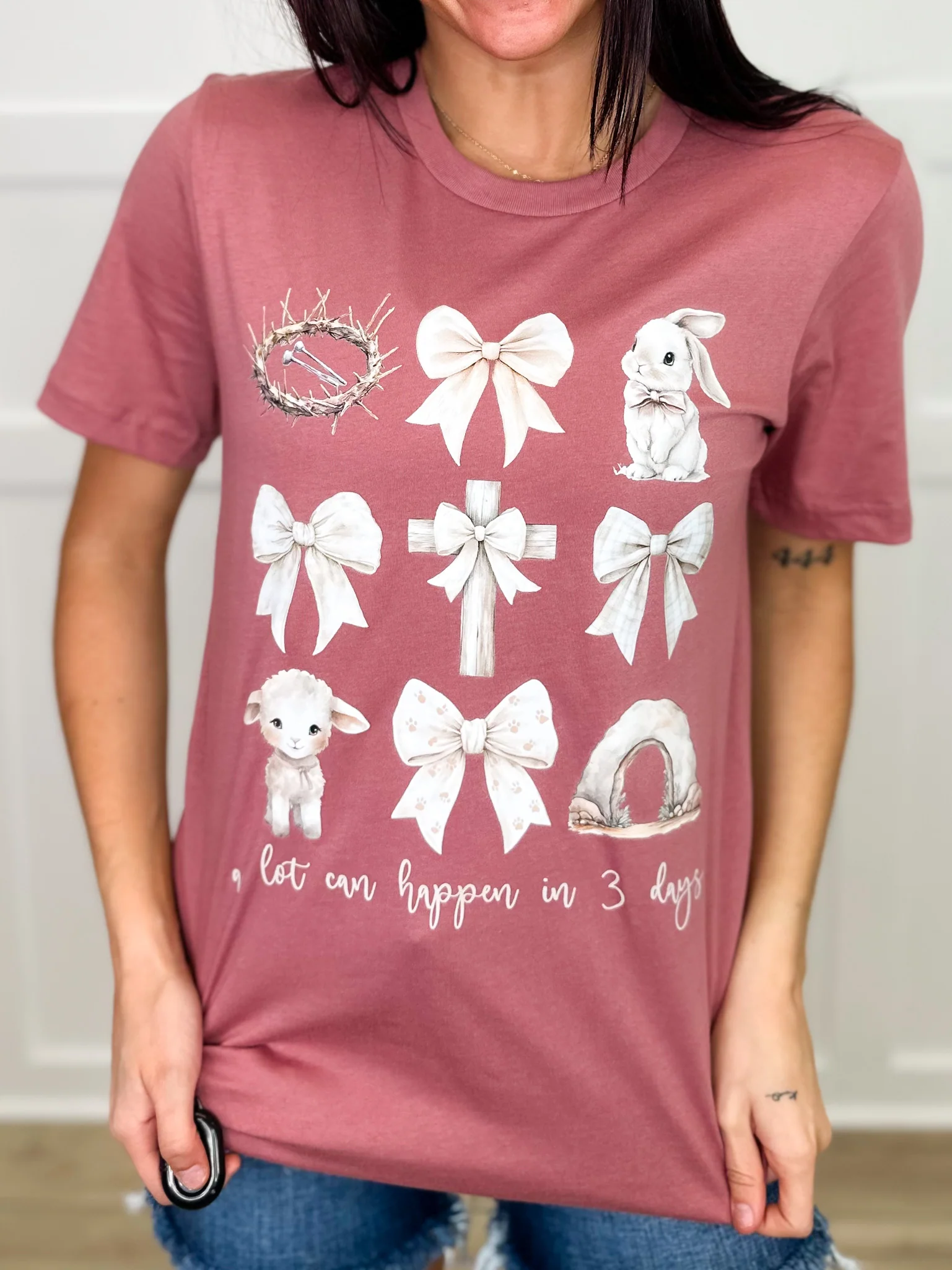 Just Three Days Cotton Short Sleeve Rose Avery Mae Graphic Tee Shirt (Bella+Canvas) - Image 2