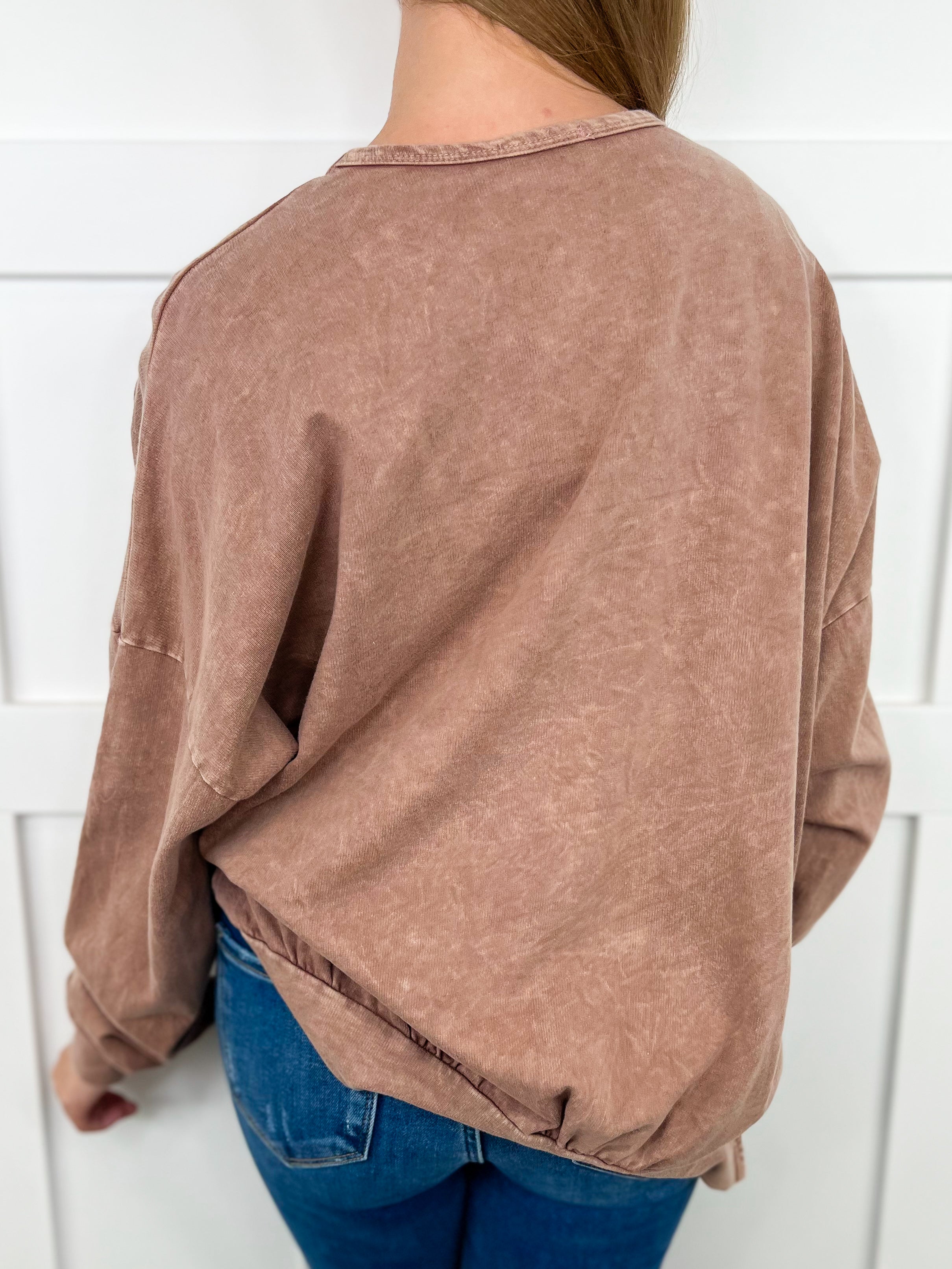 Just Working it Out Cotton Long Sleeve Tan Avery Mae Top - Image 2
