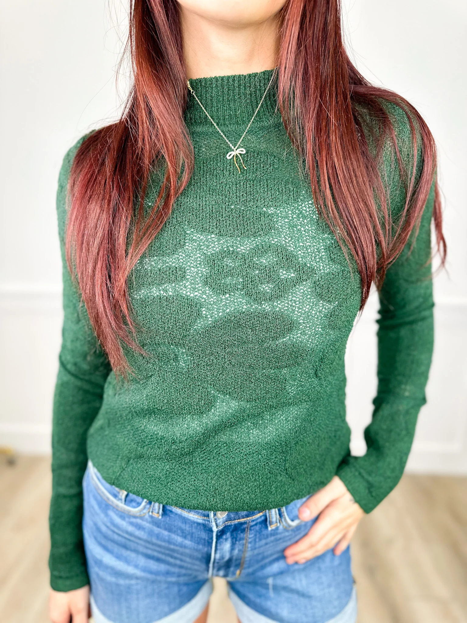 Keep it All Knit Long Sleeve Green Avery Mae Sweater Top