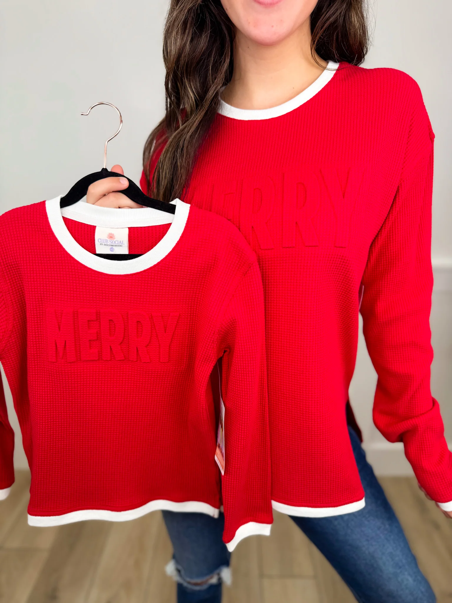 Kids Merry Holidays Cotton Blend Long Sleeve Avery Mae Top - 2 colors! - Image 2
