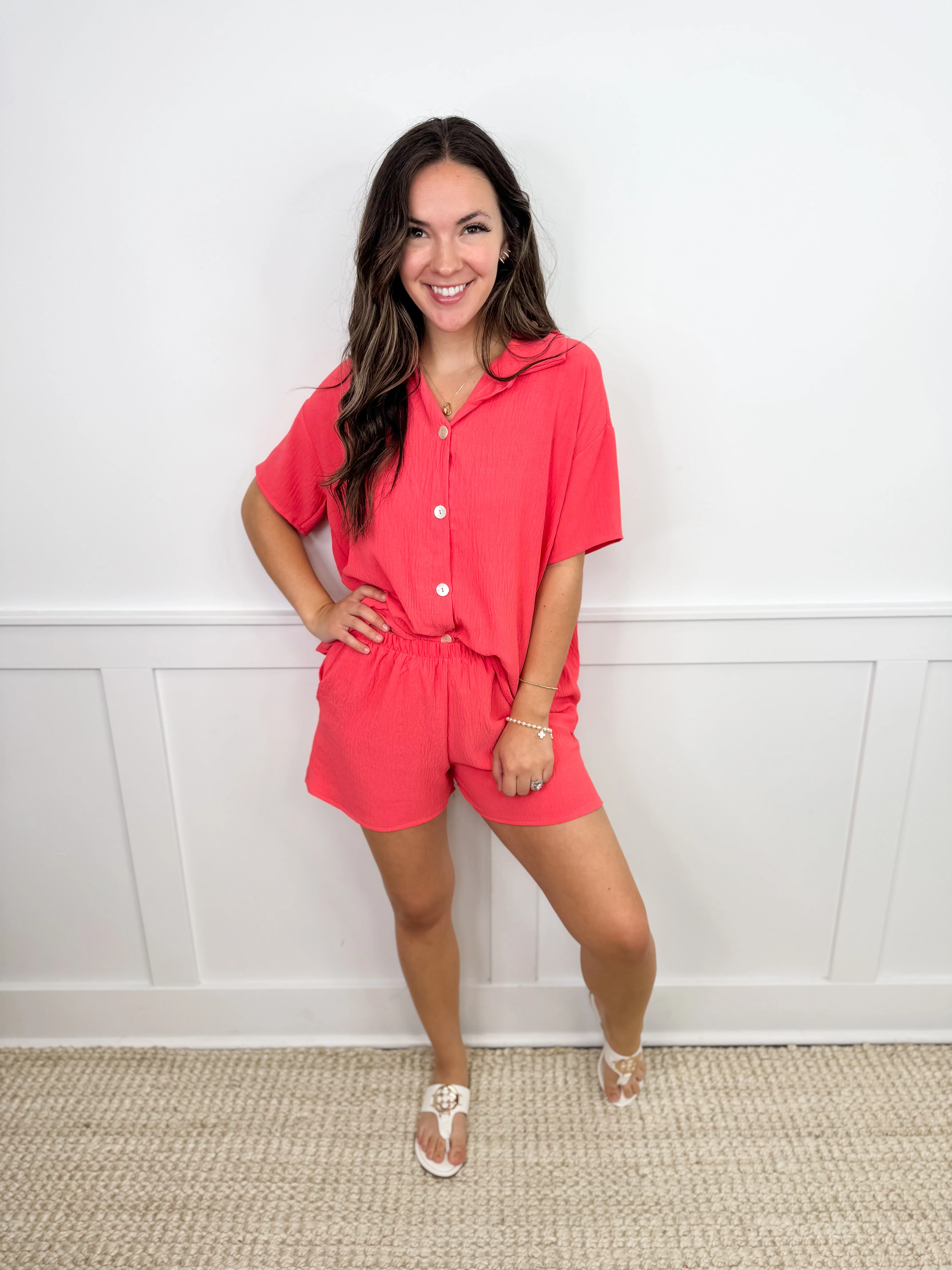 Know it All Lightweight Short Sleeve Avery Mae Button Up Top - 2 colors! - Image 2