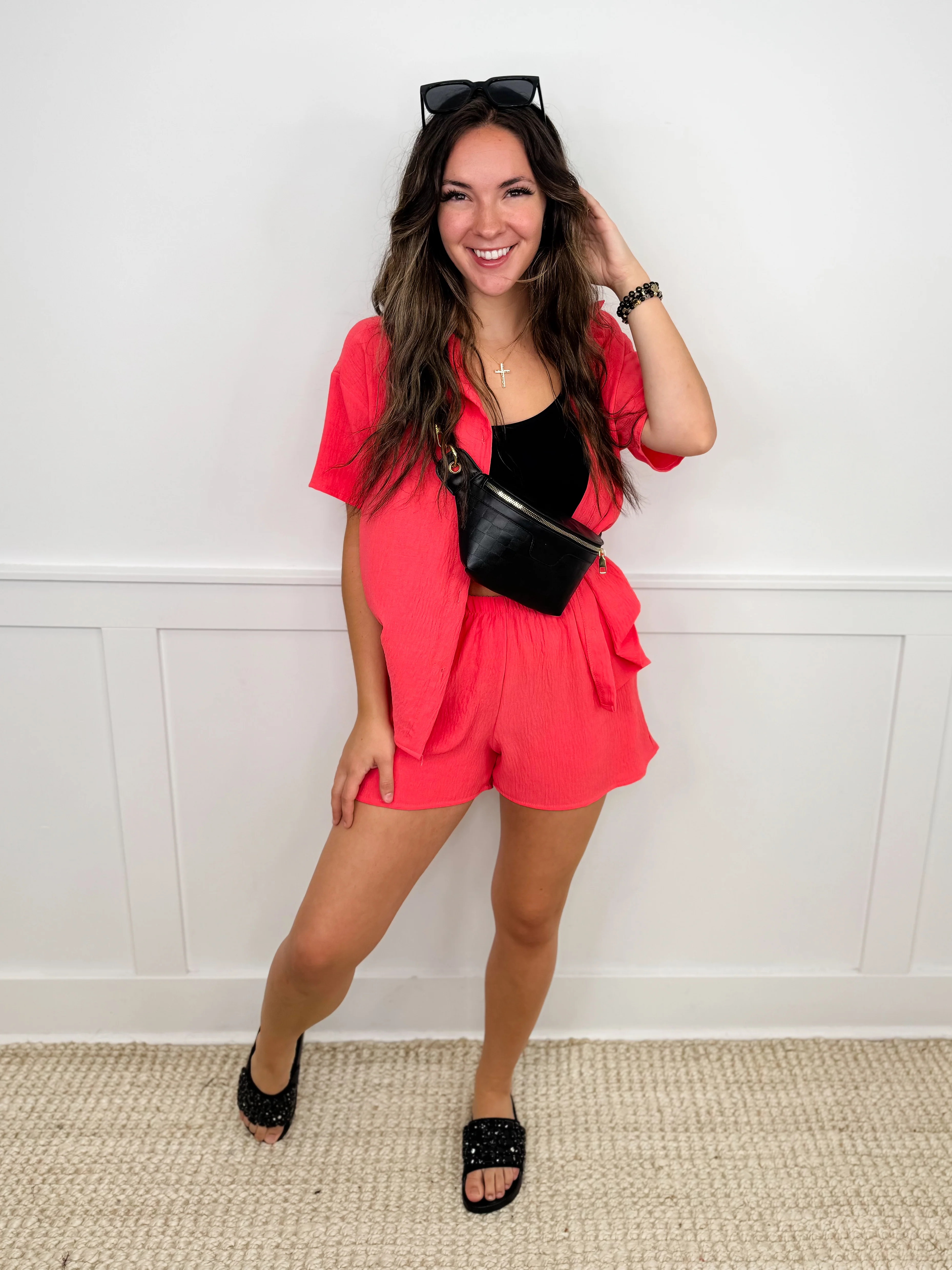 Know it All Lightweight Short Sleeve Avery Mae Button Up Top - 2 colors! - Image 5