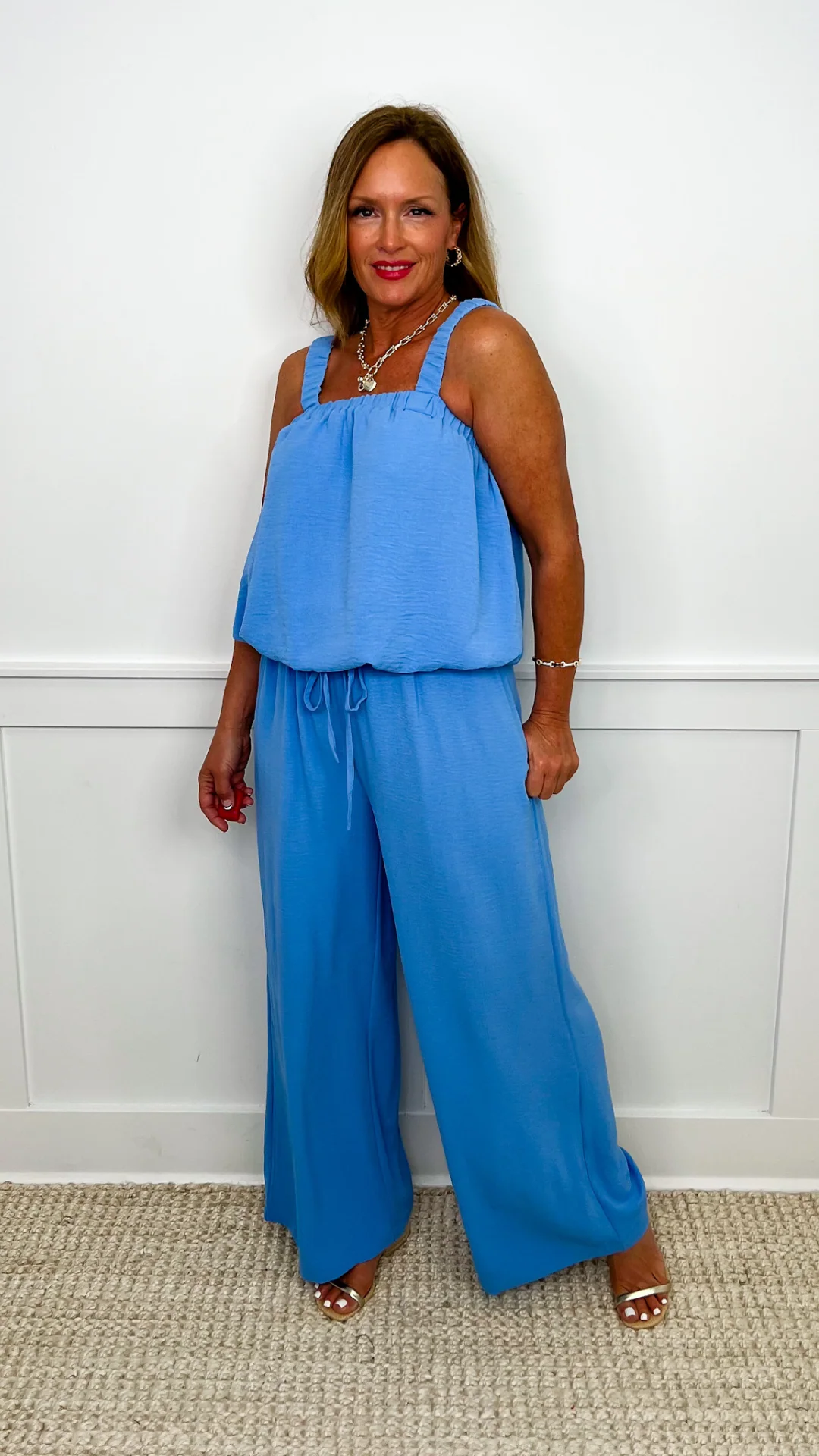 Lagoon Dreaming High-Rise Wide Leg Blue Avery Mae Set - Image 3