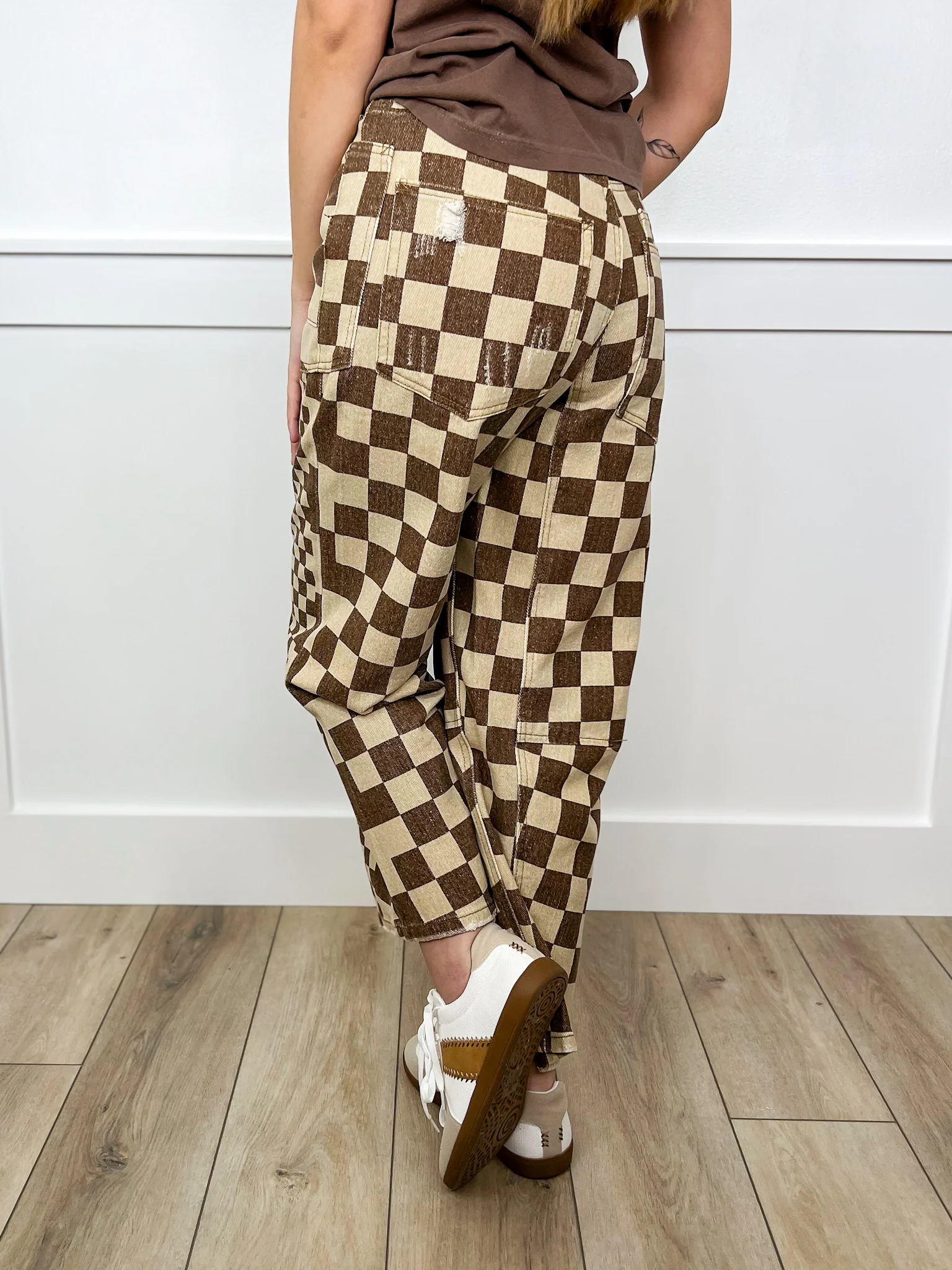 Let's Rally High-Rise Cotton Wide Leg Checkered Avery Mae Bottoms - Image 2