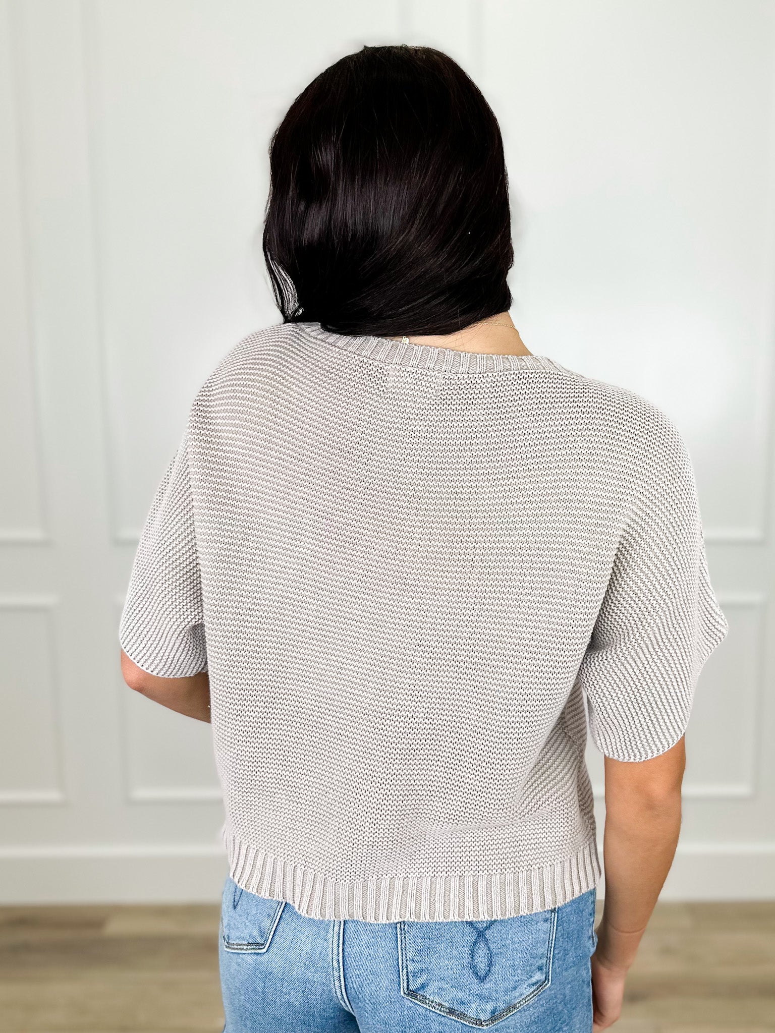 Leveling Up Cotton Short Sleeve Mocha Avery Mae Sweater Top - Image 2