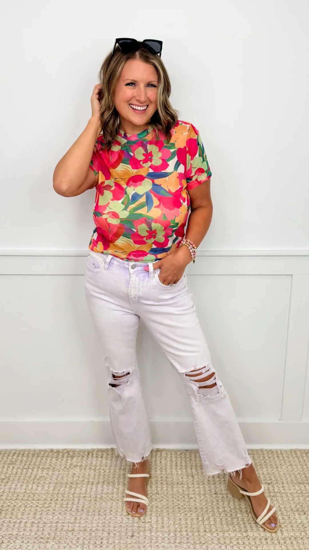 Like You Do Sheer Mesh Short Sleeve Pink Avery Mae Top - Image 4