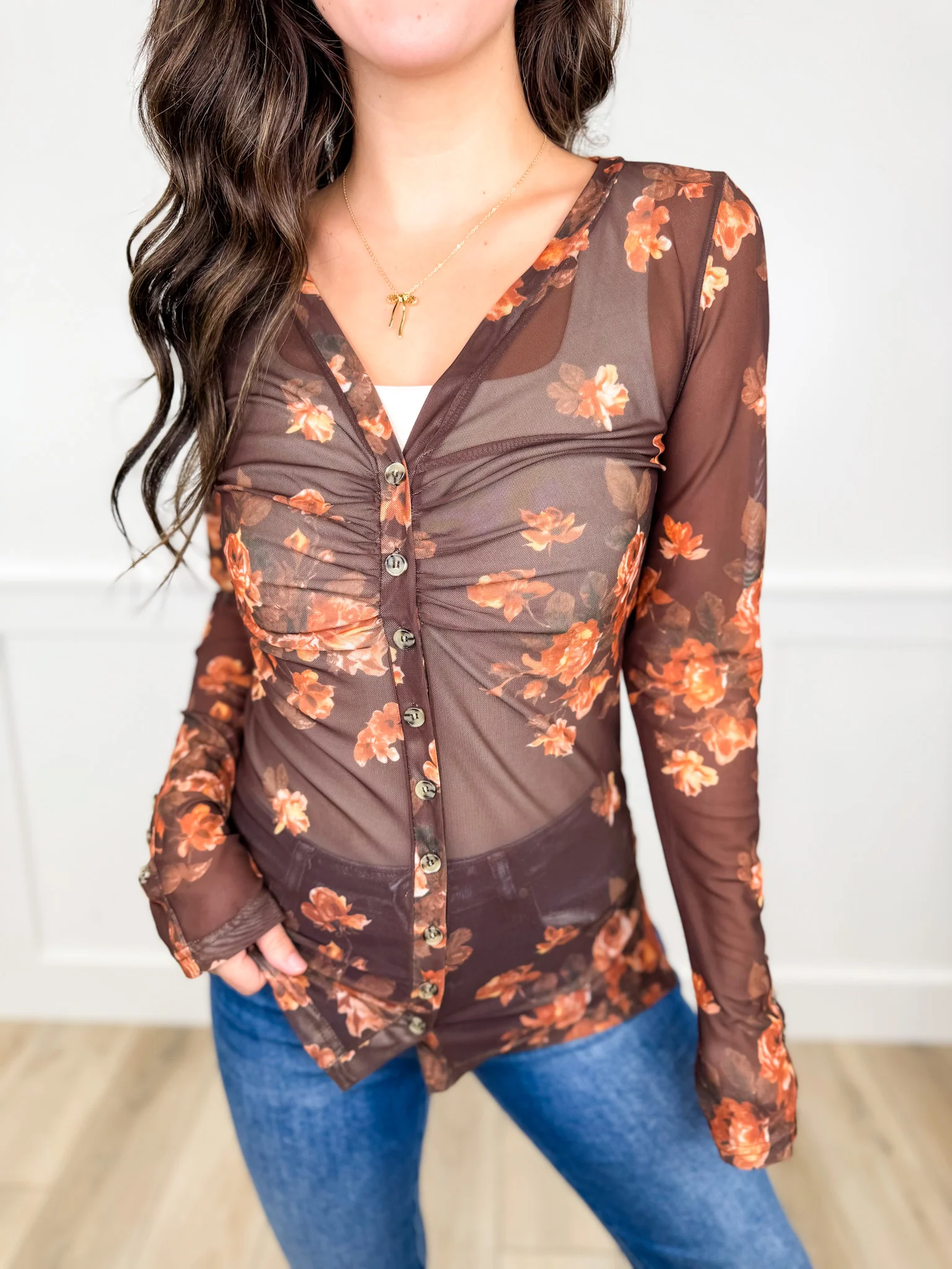 Little Joys Everywhere Long Sleeve Brown Avery Mae Top - Image 2