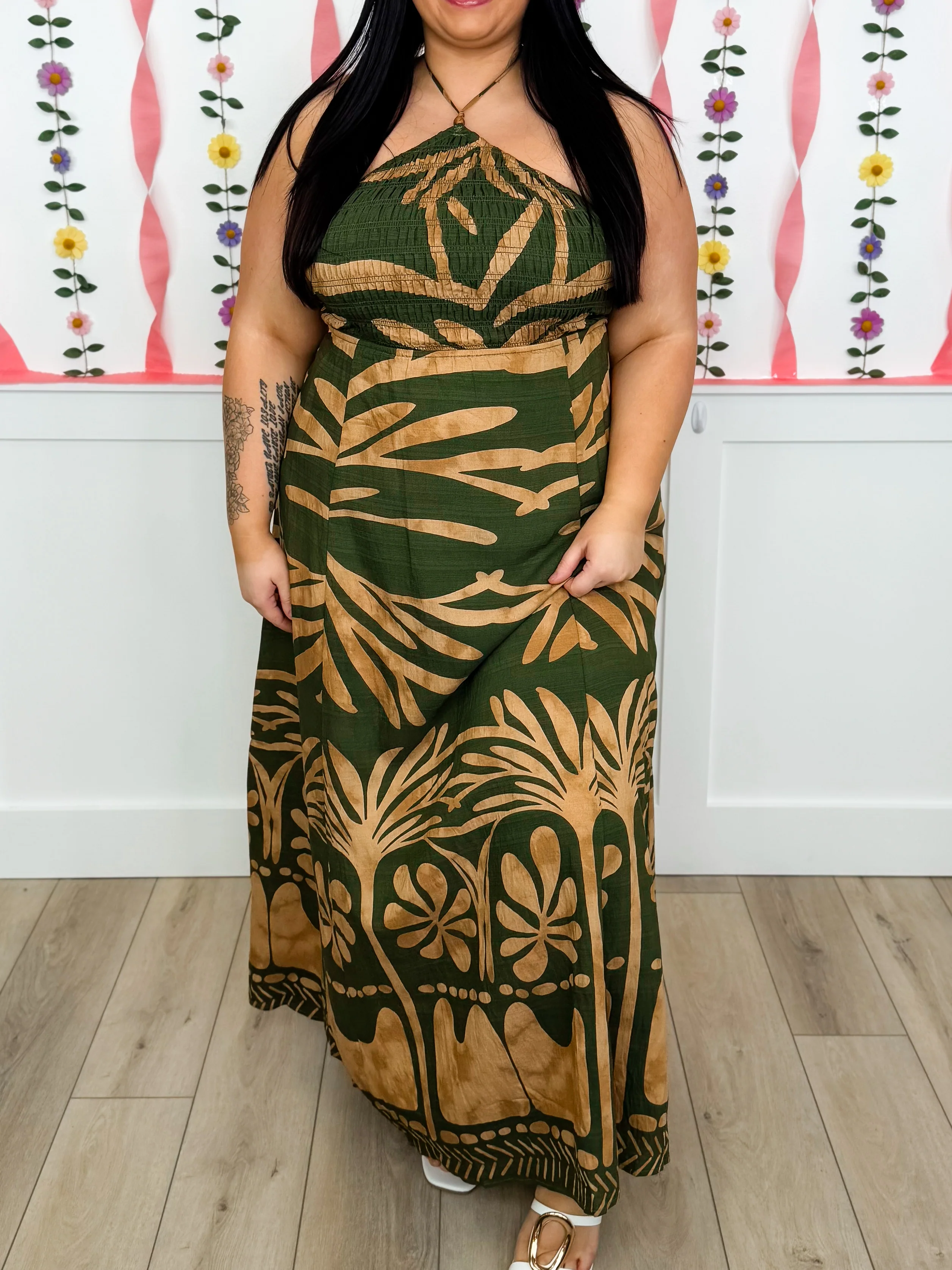 Looking Out Across the Sea Rayon Blend Green Avery Mae Dress