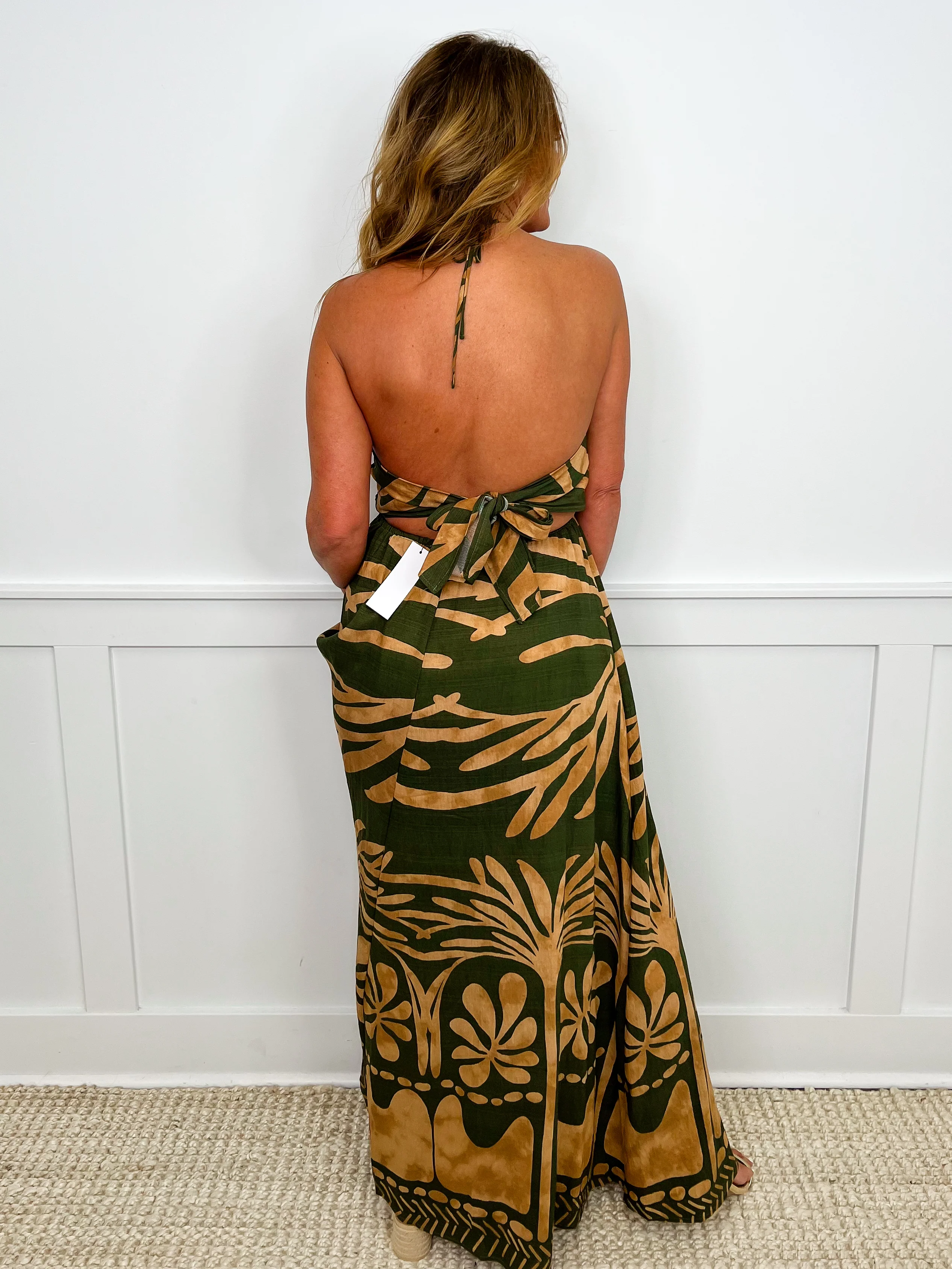 Looking Out Across the Sea Rayon Blend Green Avery Mae Dress - Image 2