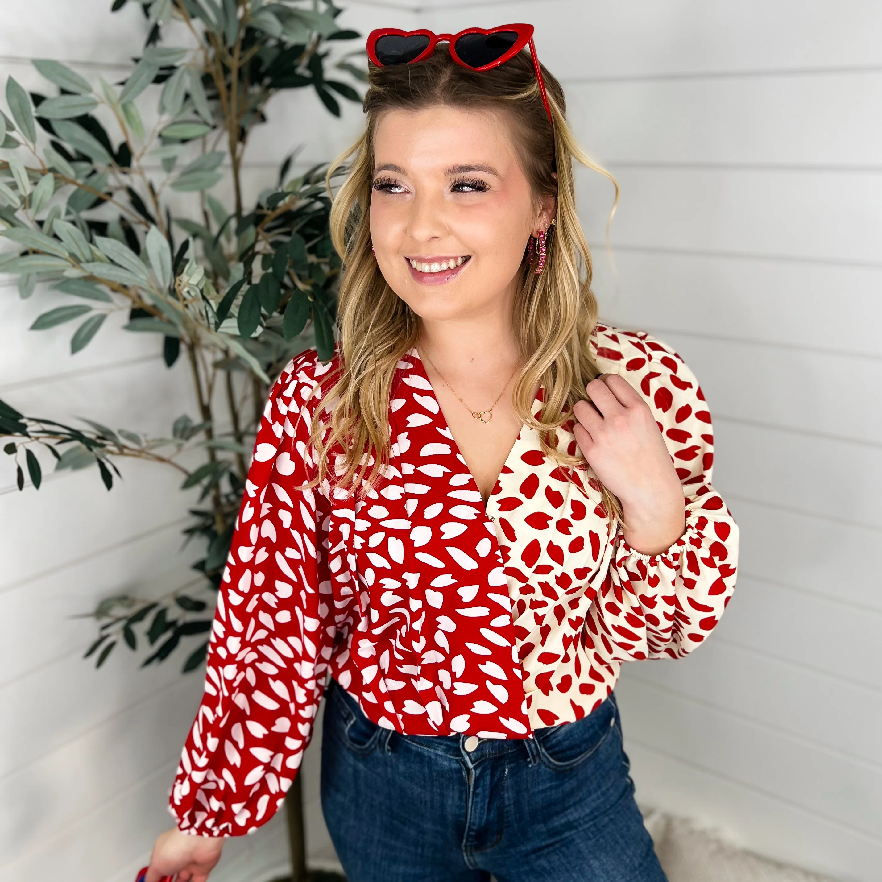 Love Blossoms Lightweight Long Sleeve Red Avery Mae Bodysuit