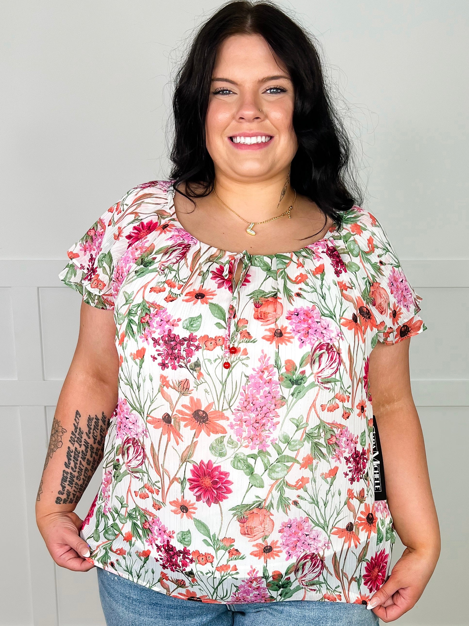 Love Me More Lightweight Short Sleeve White Avery Mae Top