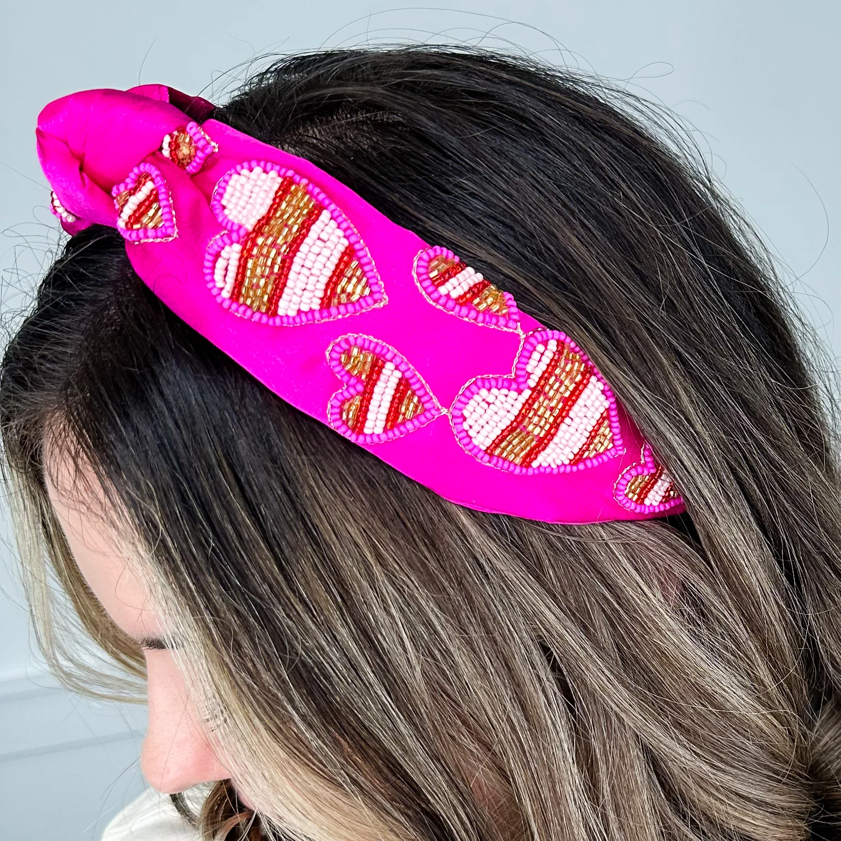 Love on the Mind Beaded Pink Headband