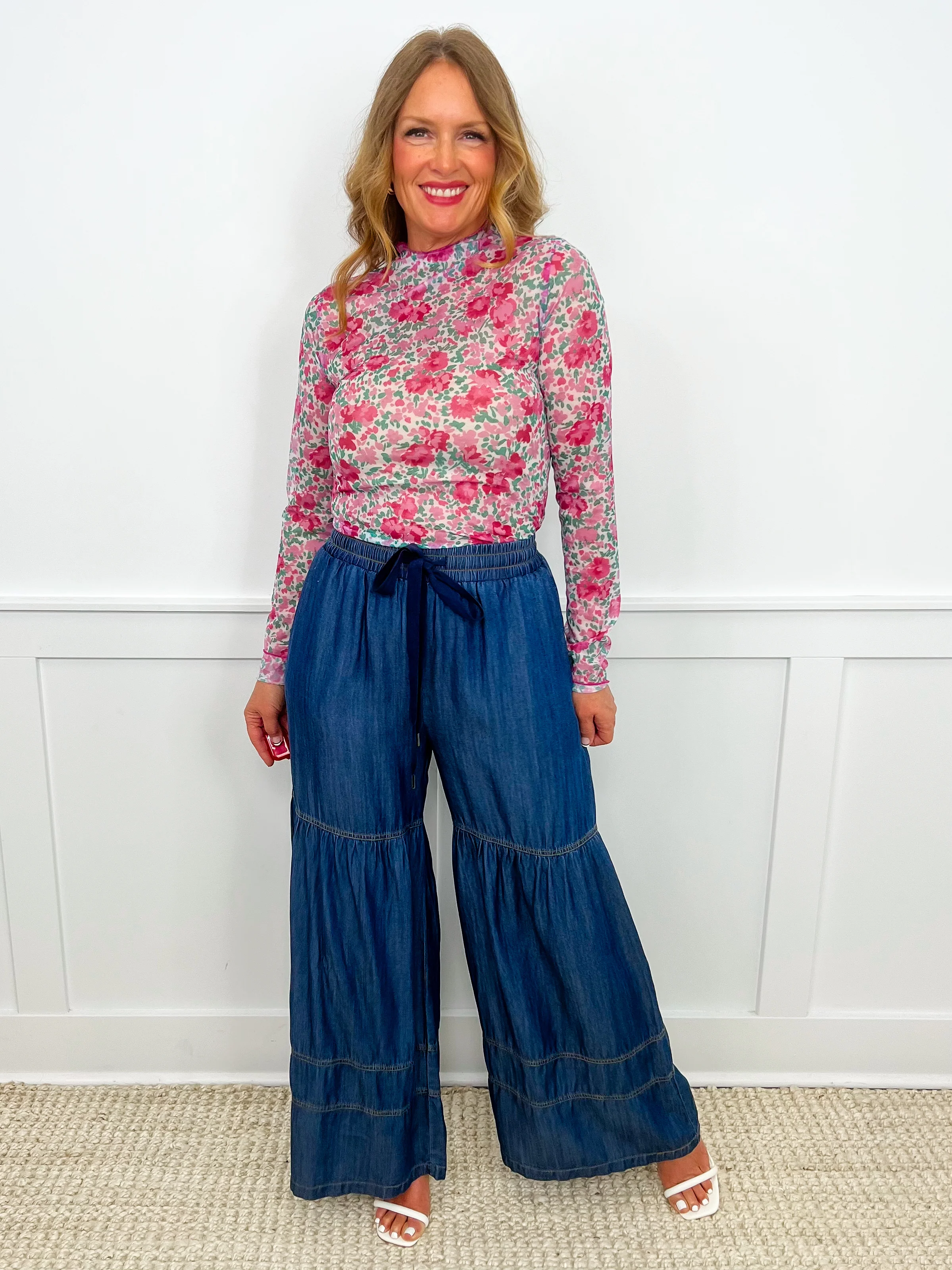 Make it Your Business High-Rise Wide Leg Dark Wash Avery Mae Bottoms - Image 3