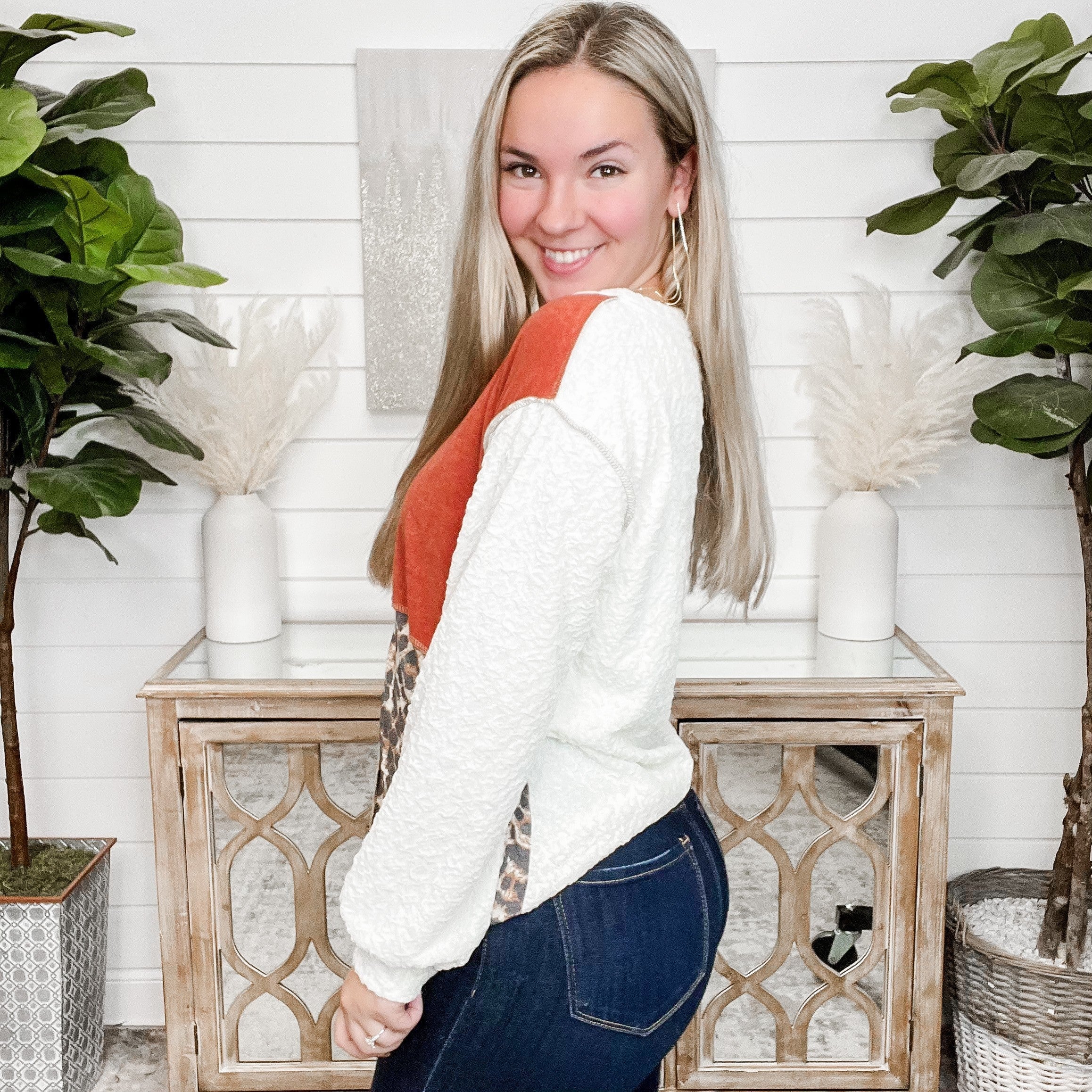 Make Me Think Long Sleeve Color Block Top - Image 2
