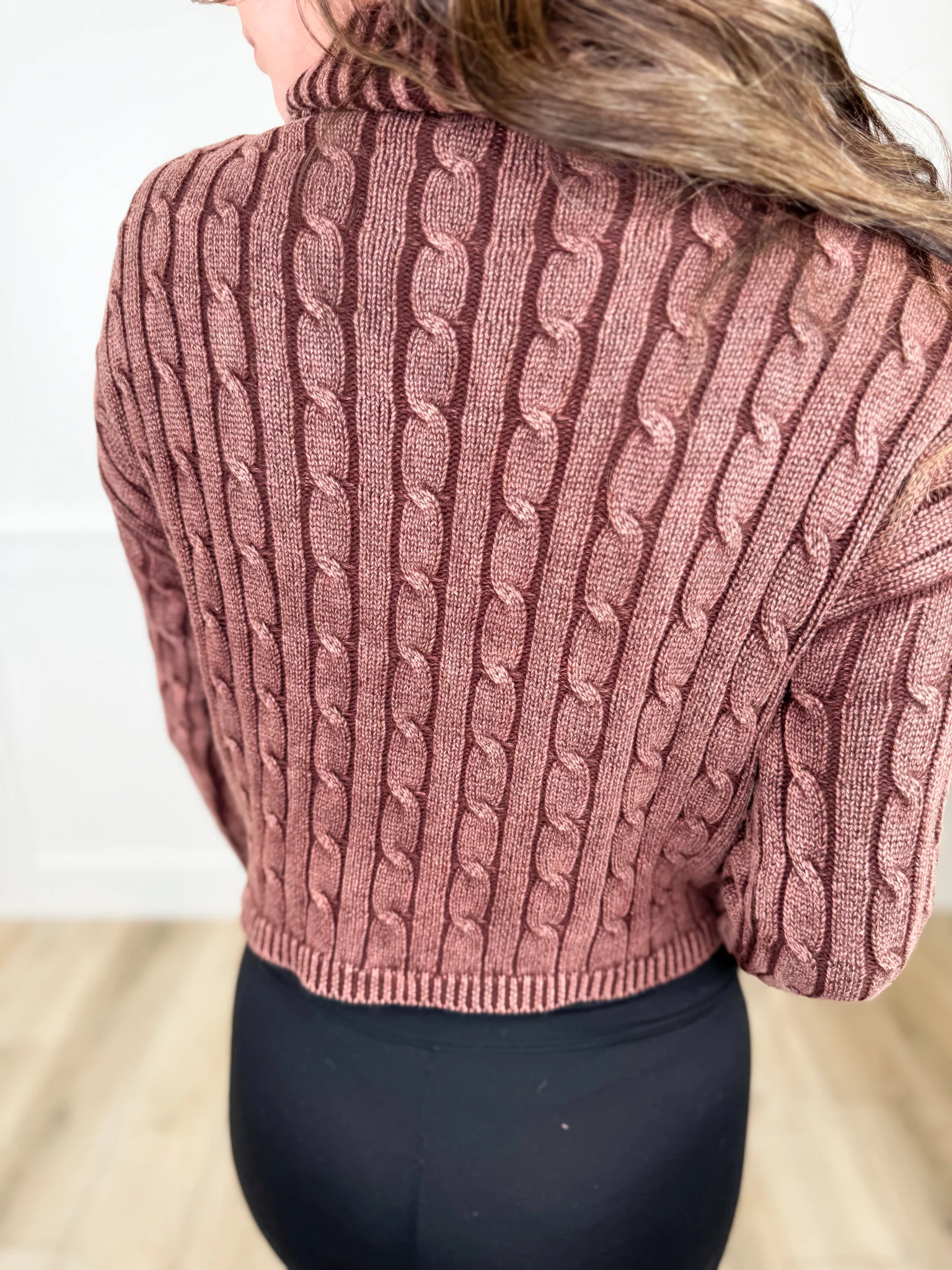 Make No Mistake Long Sleeve Brown Avery Mae Turtleneck Sweater Top - Image 2