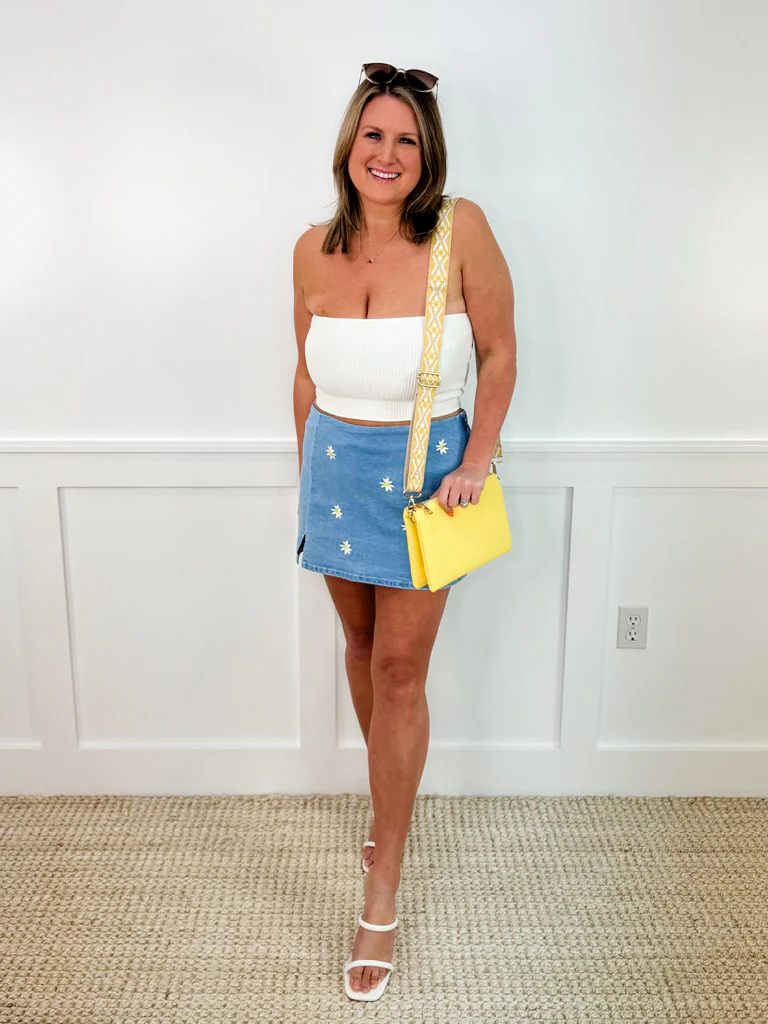 Making Flower Crowns High-Rise Cotton Blend Avery Mae Denim Skort - 2 colors! - Image 2