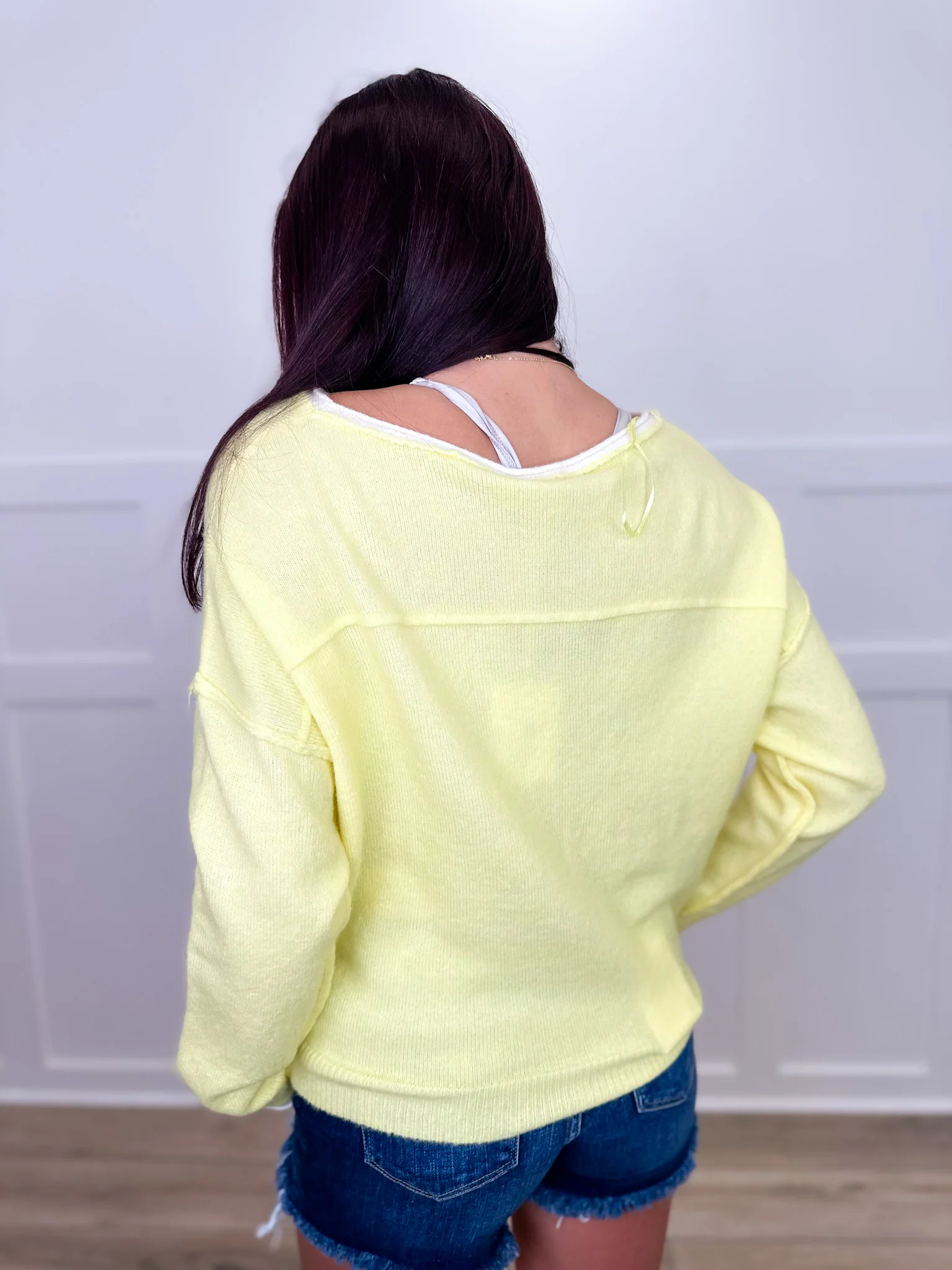 Making it Easy Knit Long Sleeve Yellow Avery Mae Sweater Top - Image 2