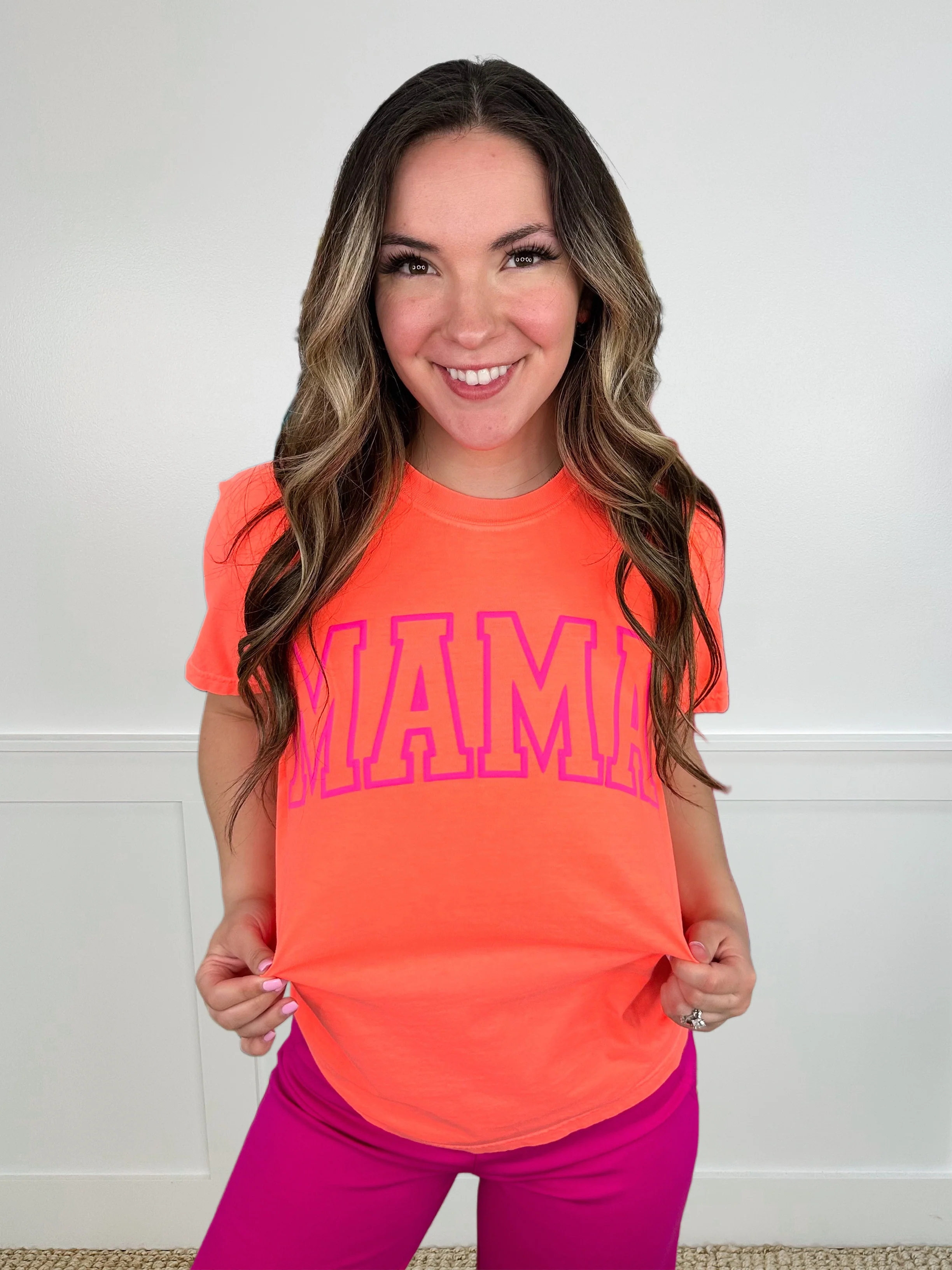 Mama Time Cotton Short Sleeve Orange Avery Mae Graphic Tee Shirt