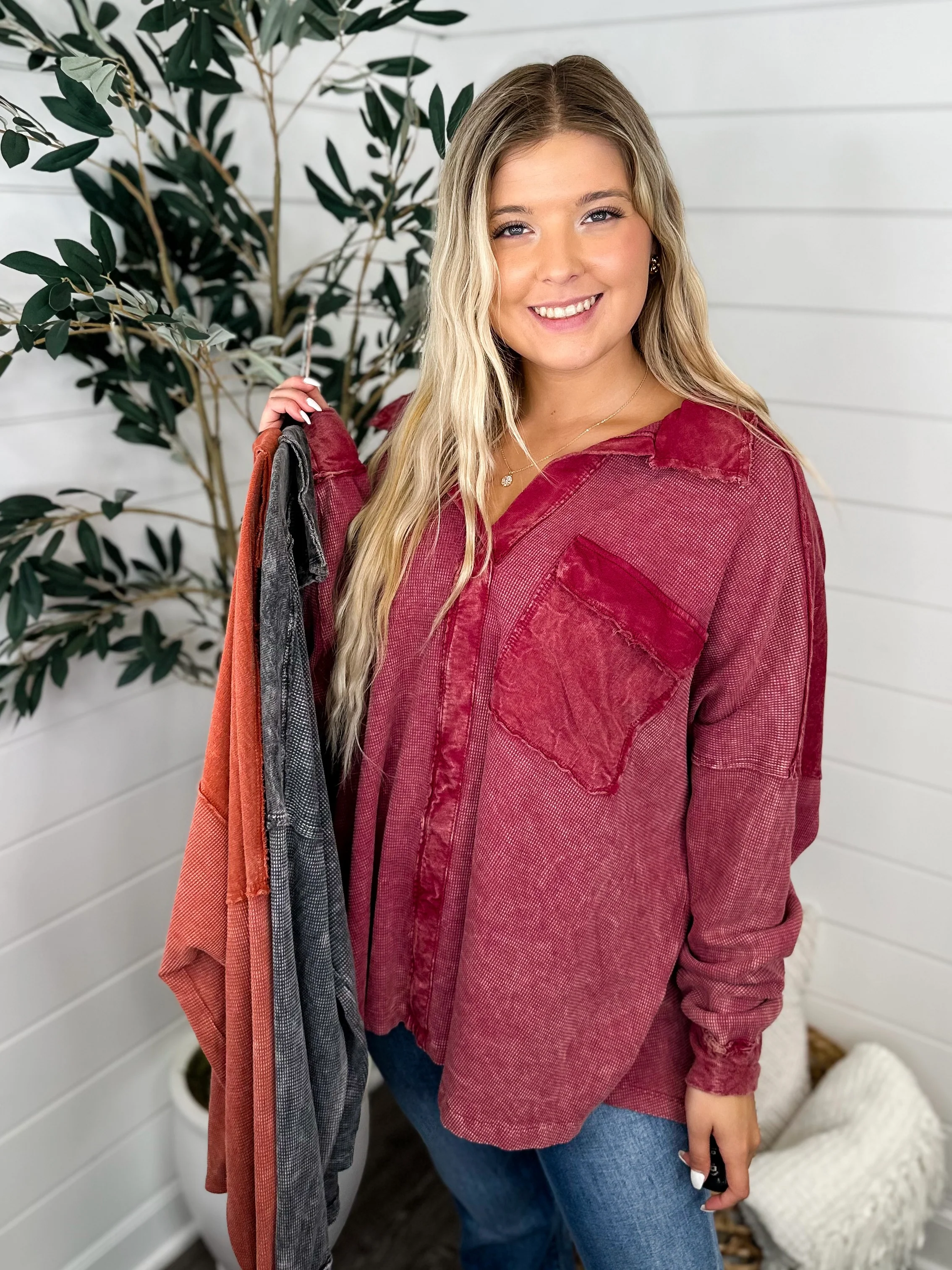 Matter of Fact Cotton Blend Long Sleeve Avery Mae Top - 3 colors! - Image 2