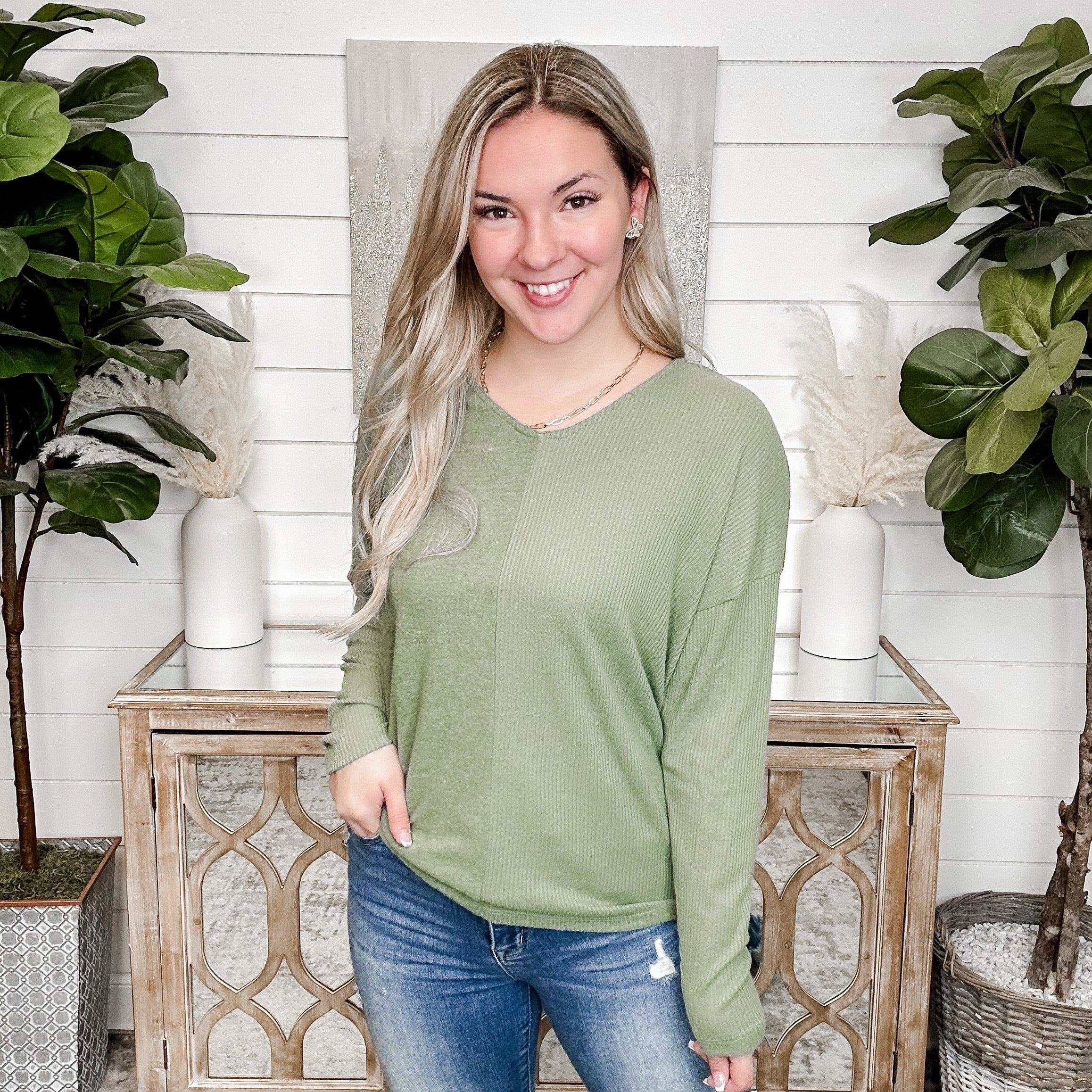 May You Stay White Birch Ribbed Long Sleeve Top - 2 colors! - Image 2