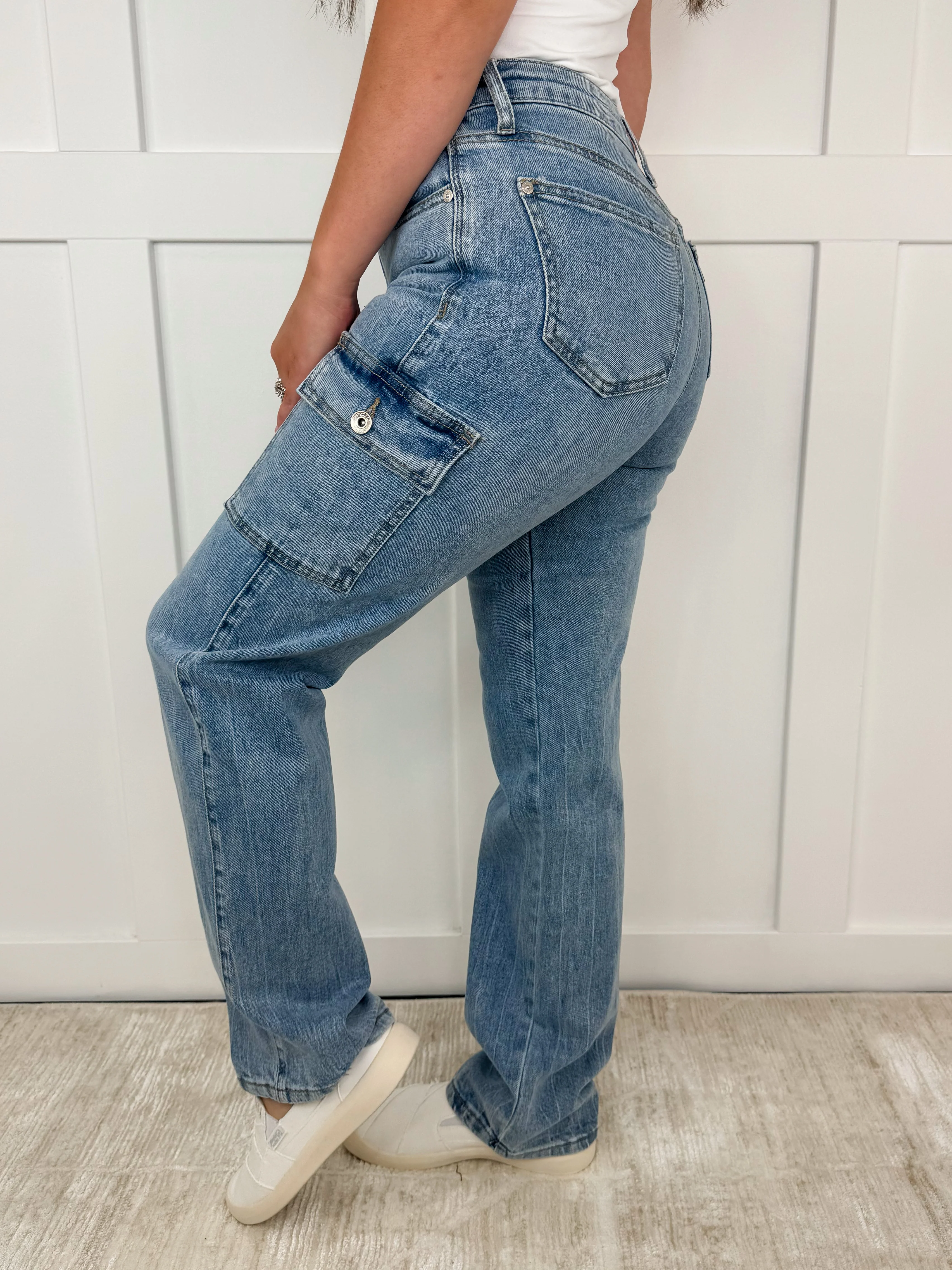 Saige Melissa High-Rise Medium Wash Dad Jeans - Image 2