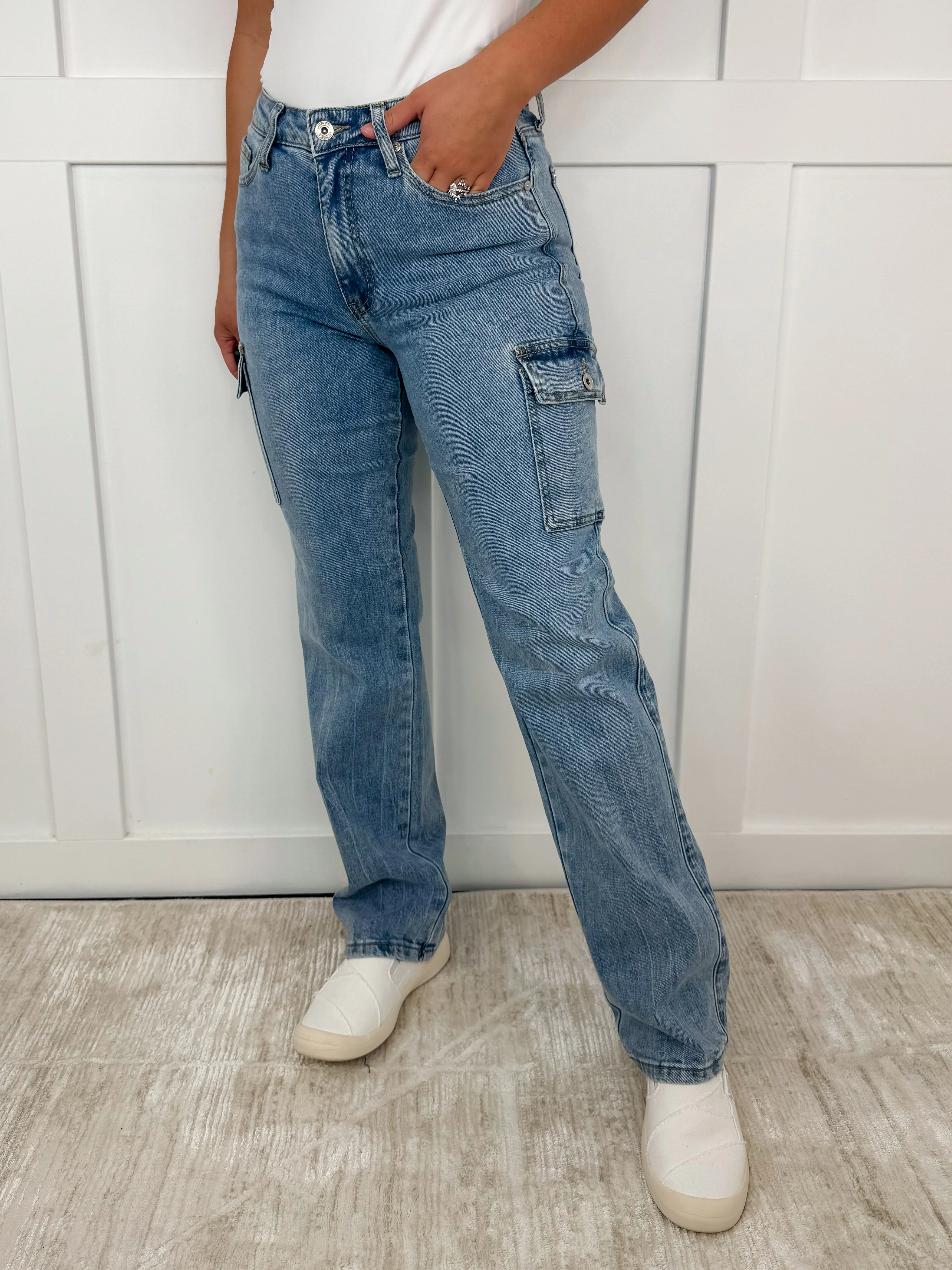 Saige Melissa High-Rise Medium Wash Dad Jeans - Image 3