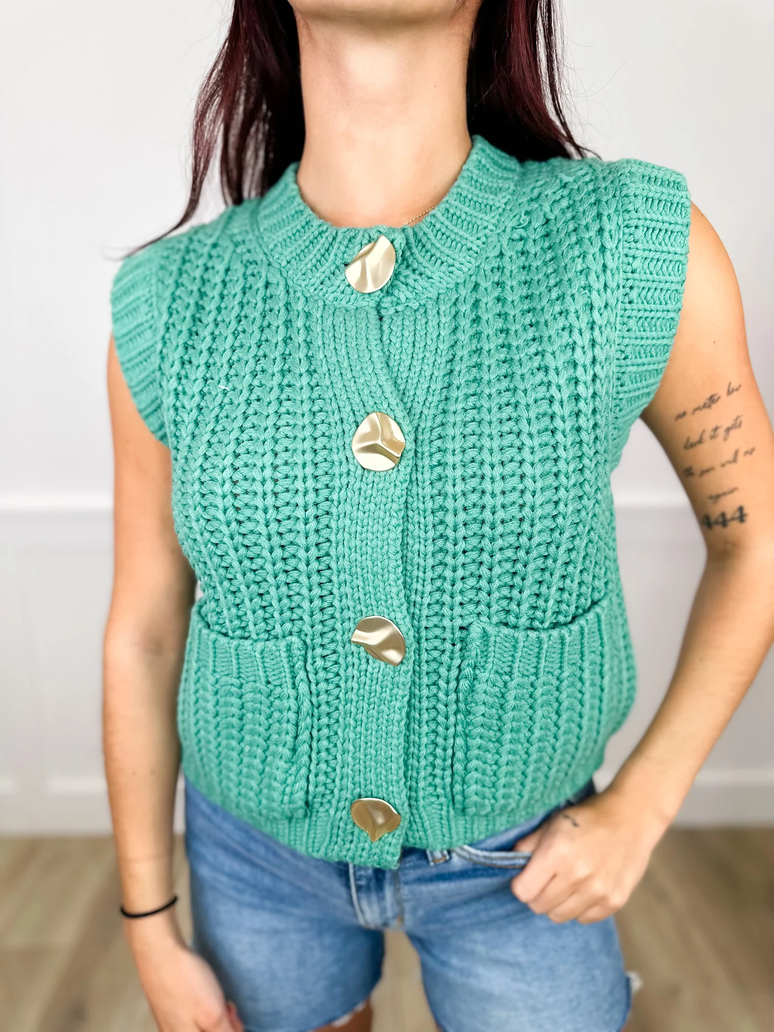 Missing You Now Knit Avery Mae Mom Cropped Button Up Sweater Vest - 3 colors! - Image 4