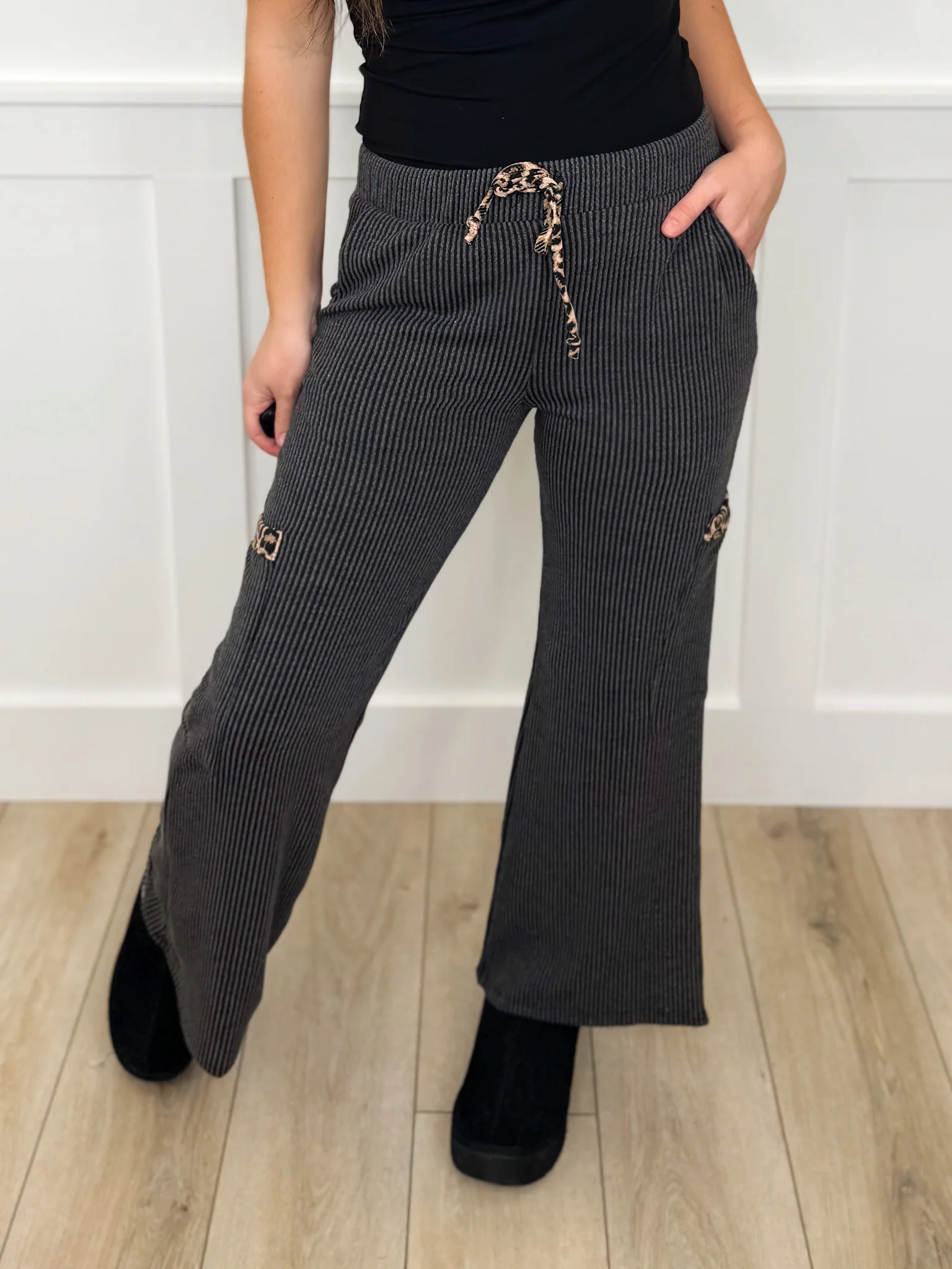 More Authenticity High-Rise Charcoal Avery Mae Cargo Bottoms