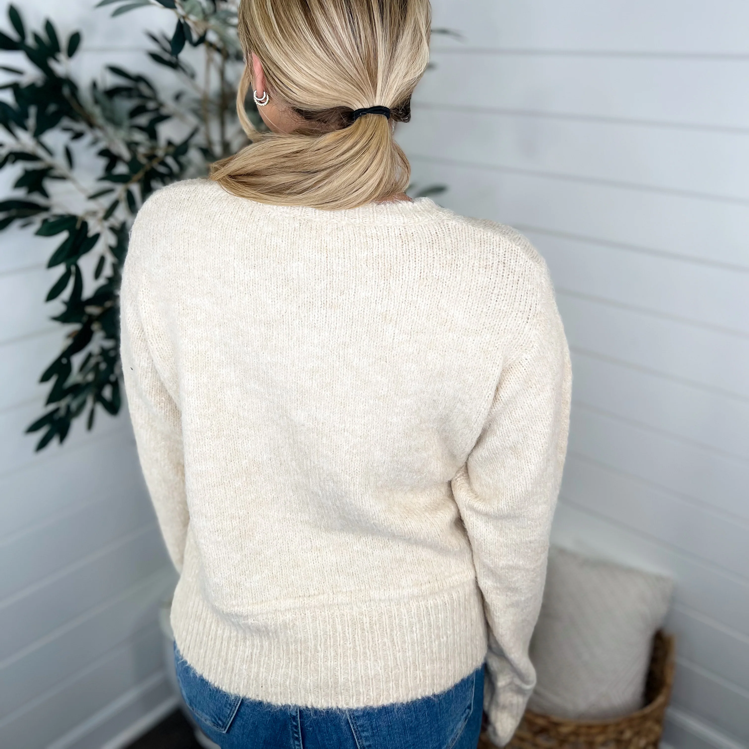 I Called This Knit Long Sleeve Oatmeal Avery Mae Sweater Top - Image 2