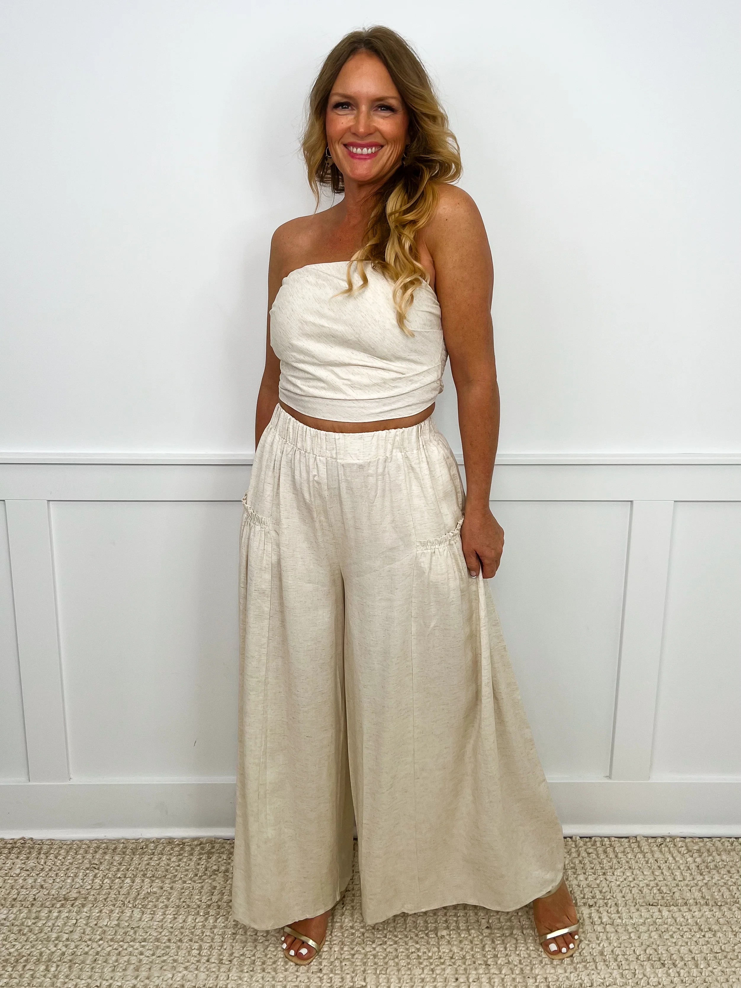 Need a Reason High-Rise Wide Leg Oatmeal Avery Mae Set