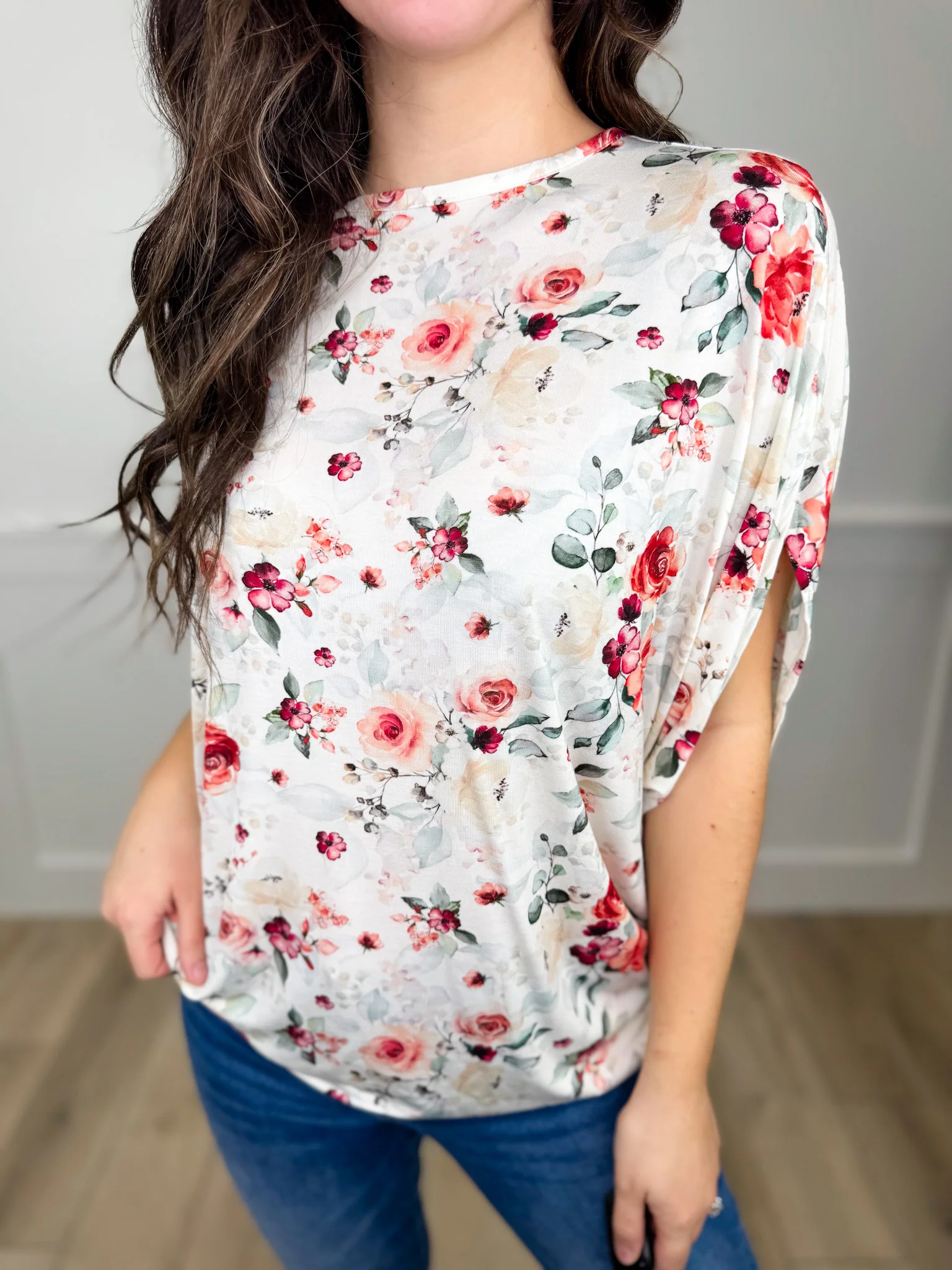 Need to Talk Rayon Blend Dolman Sleeve White Avery Mae Top