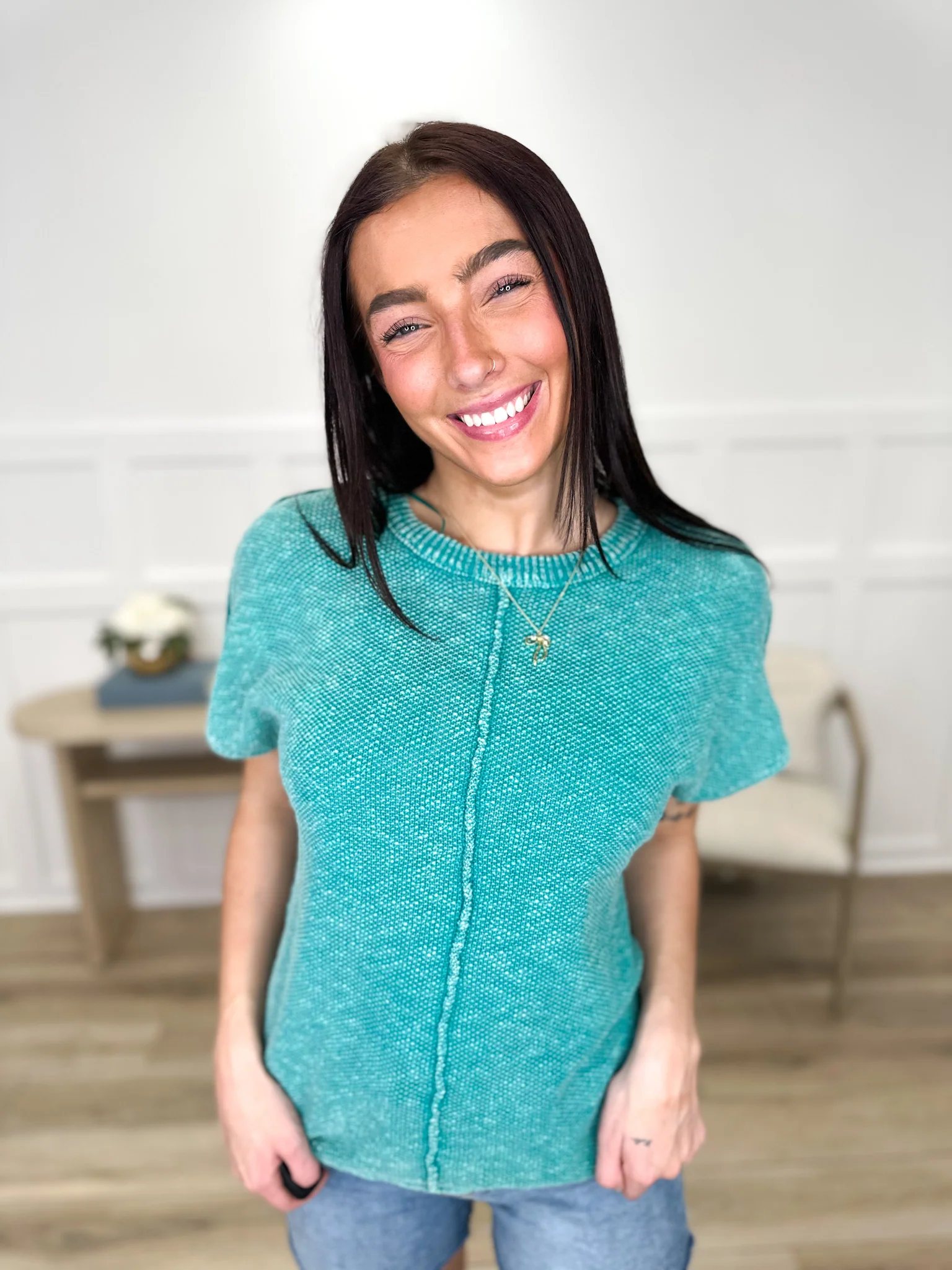 Never Really Know Cotton Short Sleeve Avery Mae Sweater Top - Multiple Colors - Image 3