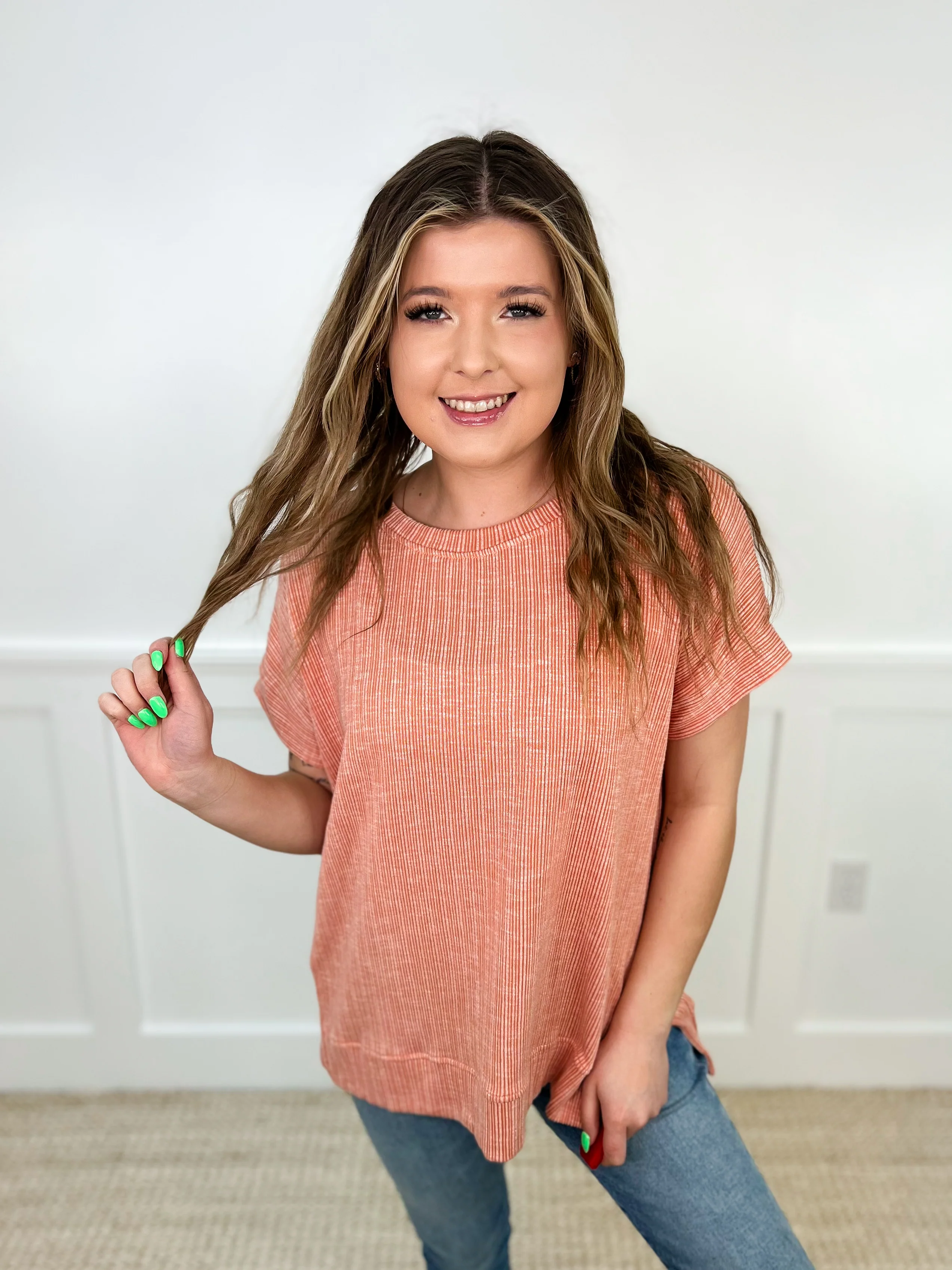 No Bad Days Ribbed Short Sleeve Avery Mae Top - 3 colors! - Image 2